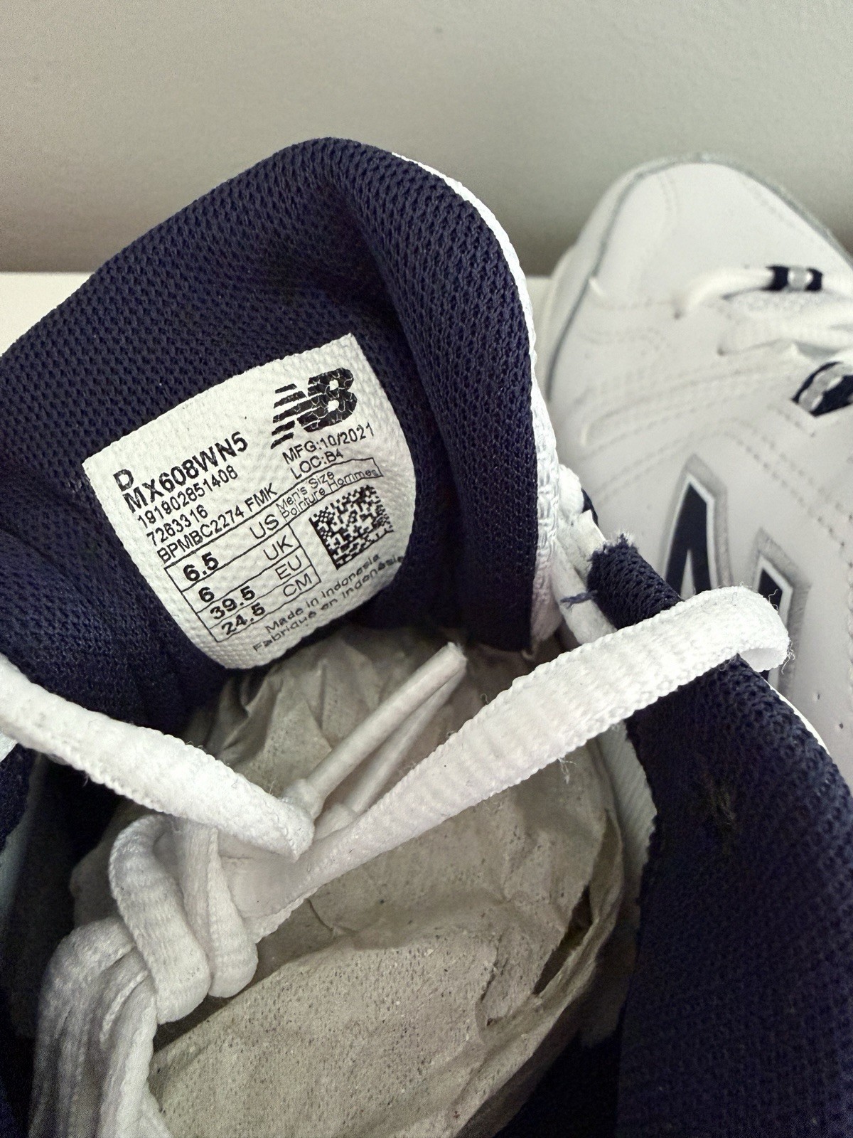 New Balance 608 Men’s Athletic Sneakers White/Navy Leather MX608WN5, New