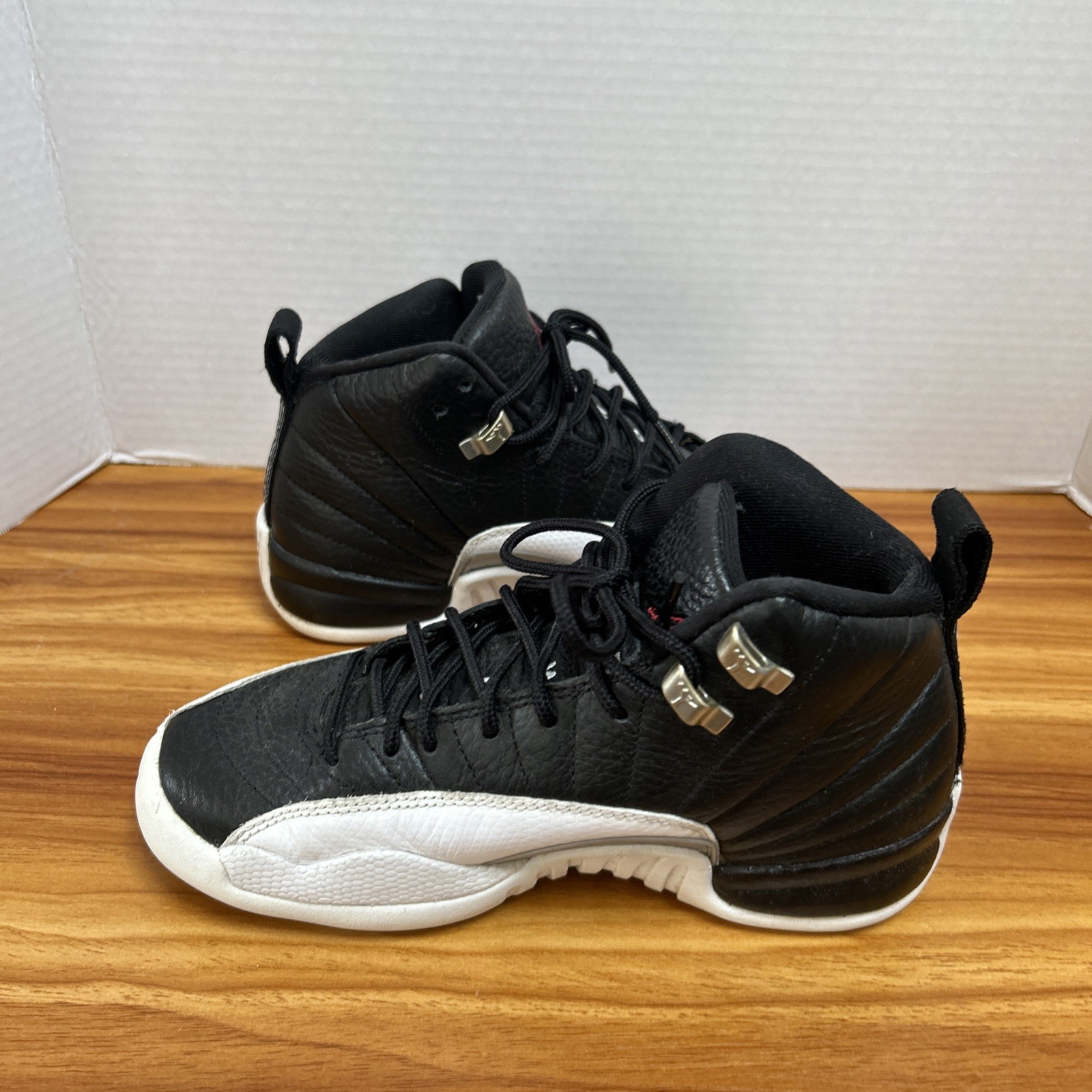 Jordan 12 Retro Playoffs 2022 GS Black White Red 153265-006 Kids Size 4.5 SP3472