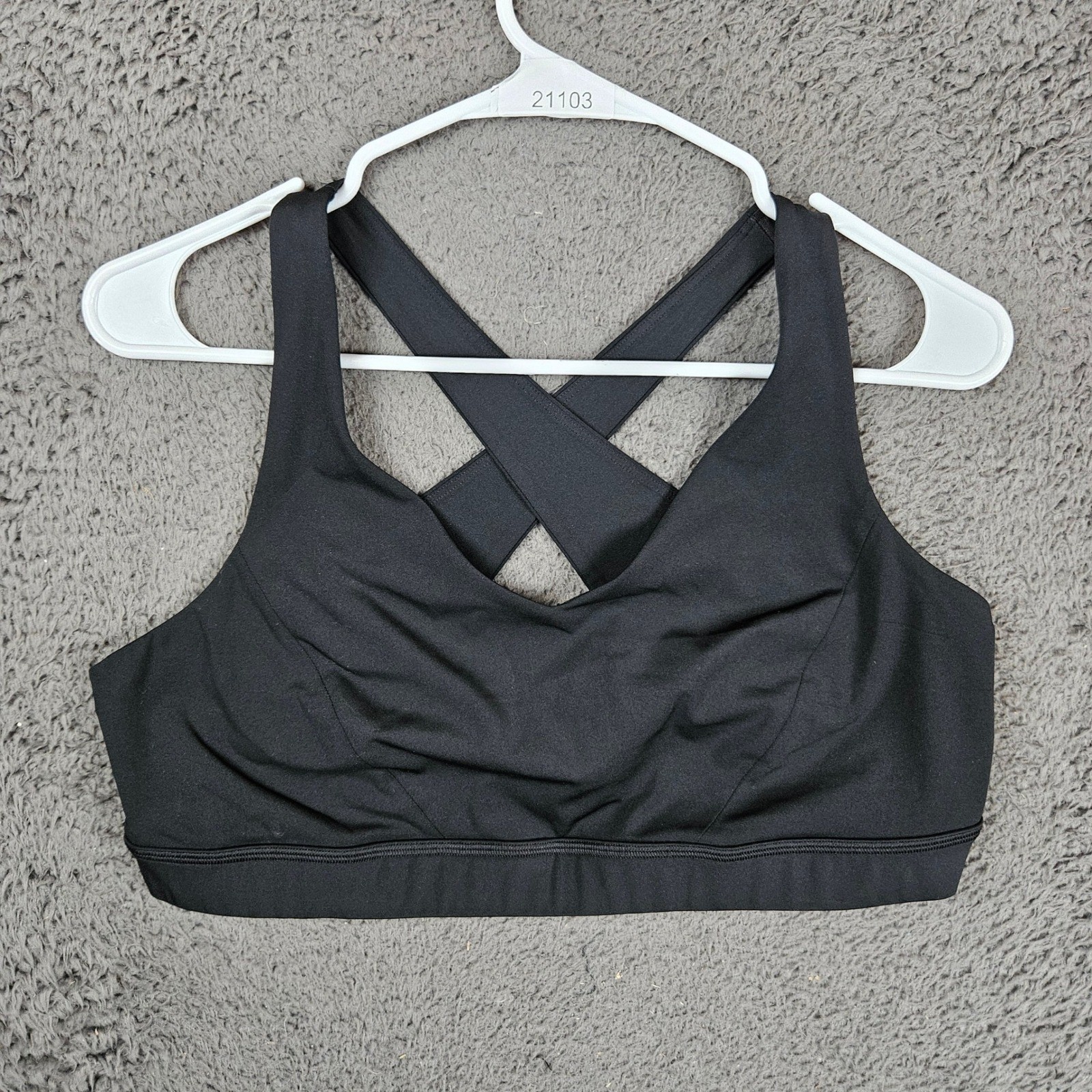 Lululemon Envital Bra Black High Support Cross Back LW2DD7S Womens Size 14