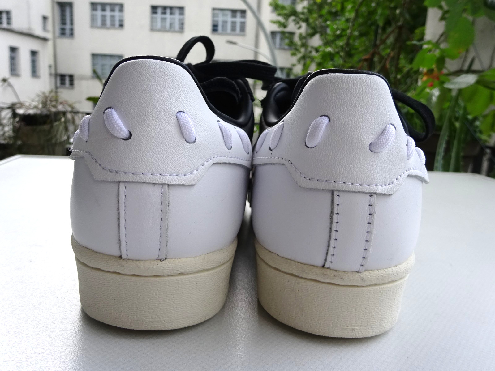 Adidas GX3419 stitched black white superstar trainers leather size 37 1/3 (UK4.5) new