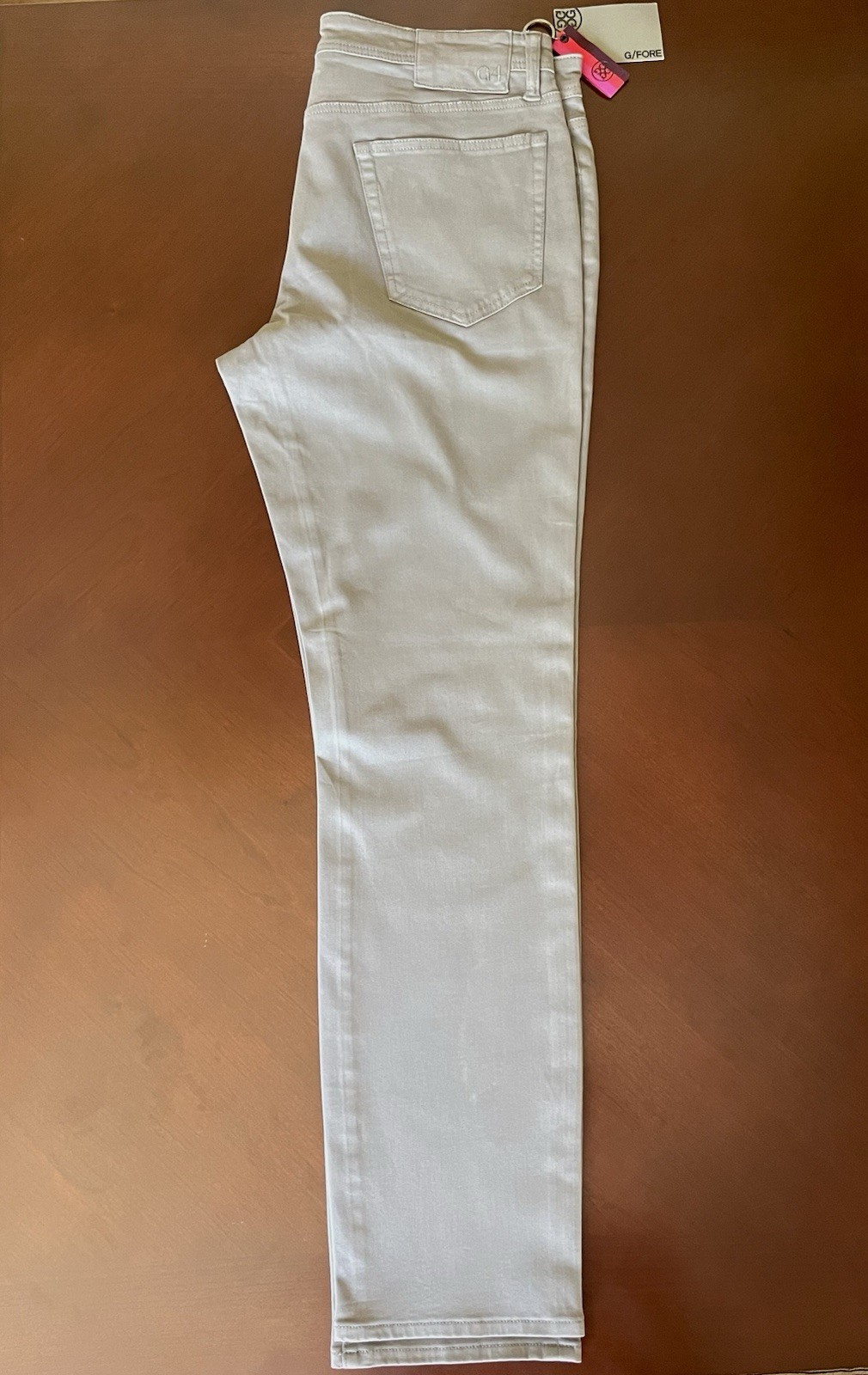 G/FORE Fore Play Men’s Slim Fit Gray Denim Jeans 5-Pocket Logo Mid Rise