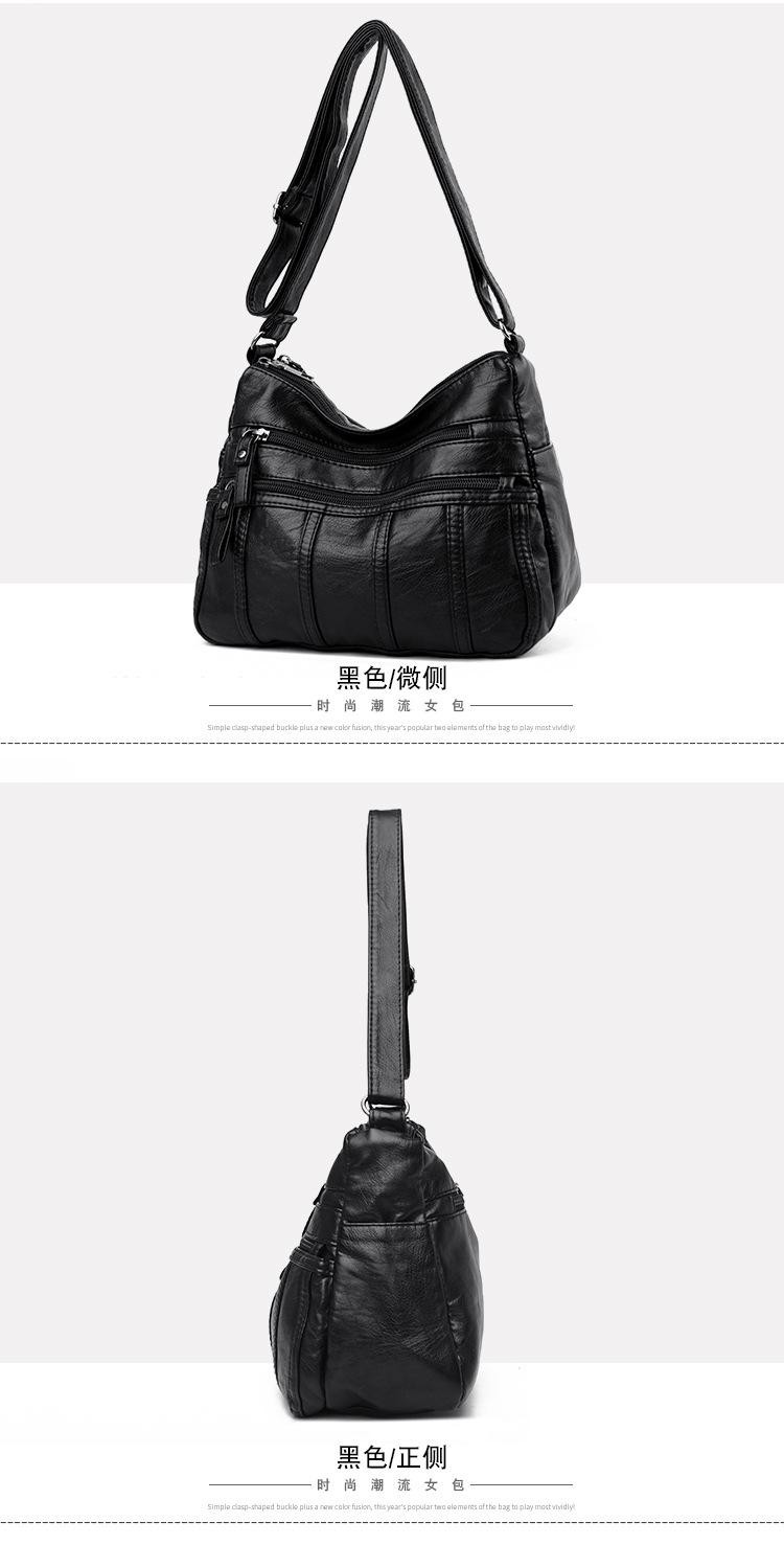 Women’s Soft Leather Crossbody Bag, 2025 Retro Multi-pocket Shoulder Handbag