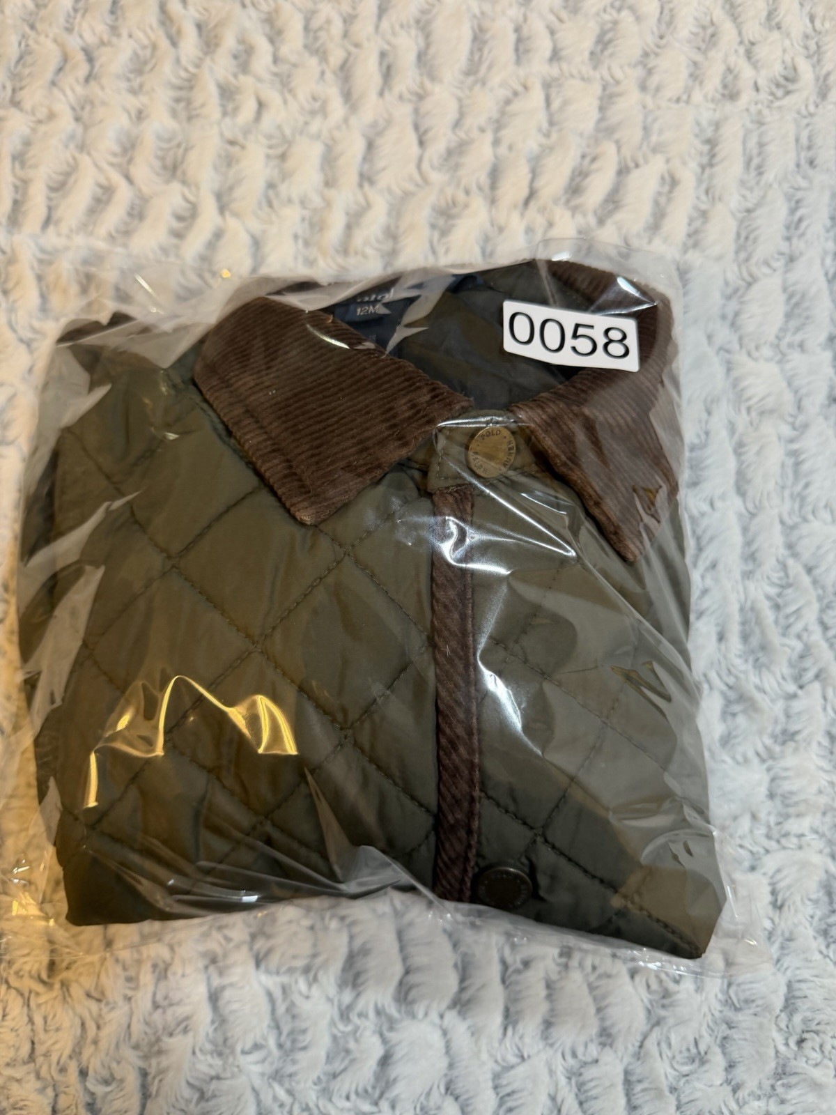 Polo by Ralph Lauren Quilted Jacket Green/Brown 12M Snap Corduroy Collar