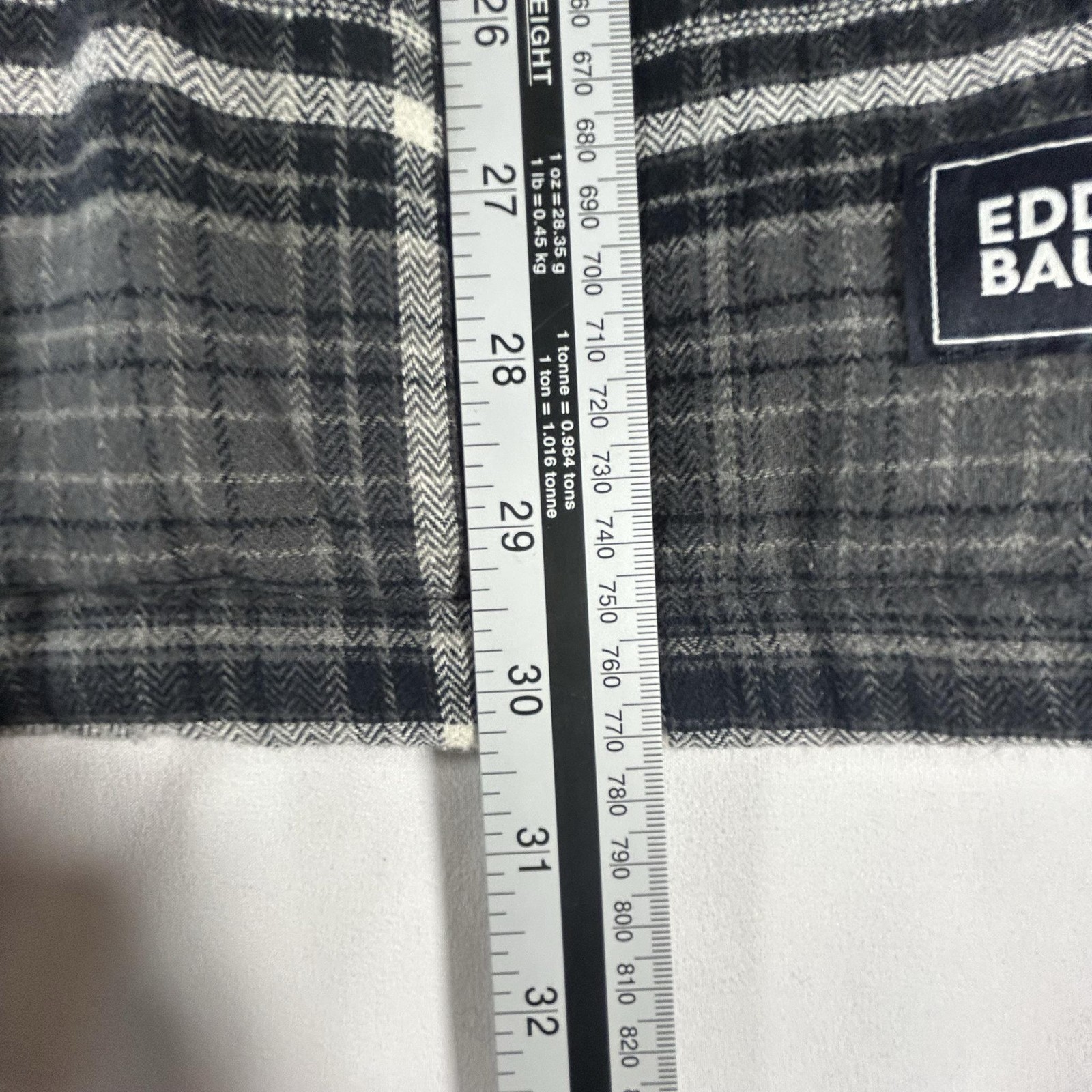 Eddie Bauer Jacket Mens Medium Gray Plaid Quilted Hooded Flannel Lined Coat