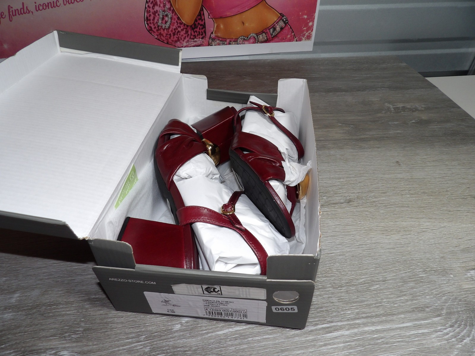Arezzo Red Leather Block Heel Sandals With Knotted Strap Design/Ankle Buckle