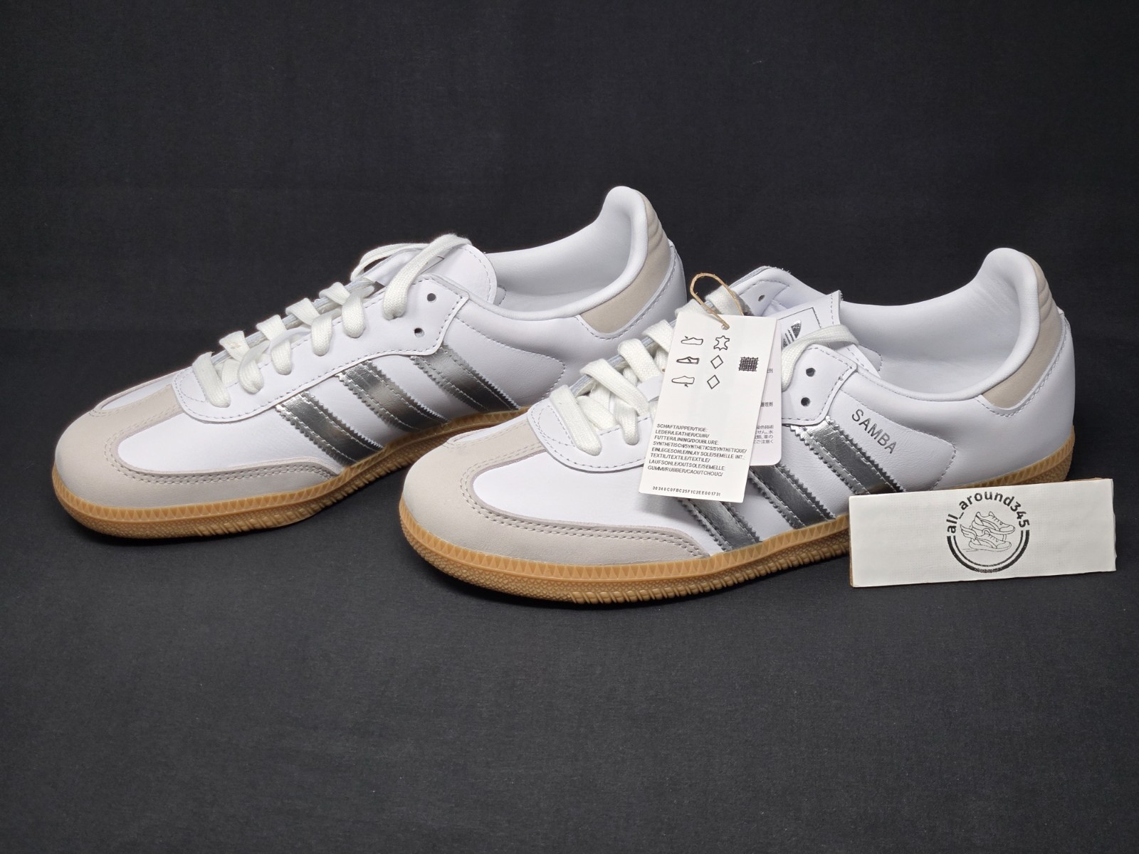 Adidas Samba OG Women Multiple Sizes White Silver Grey Gum Shoes JI2725 NBY