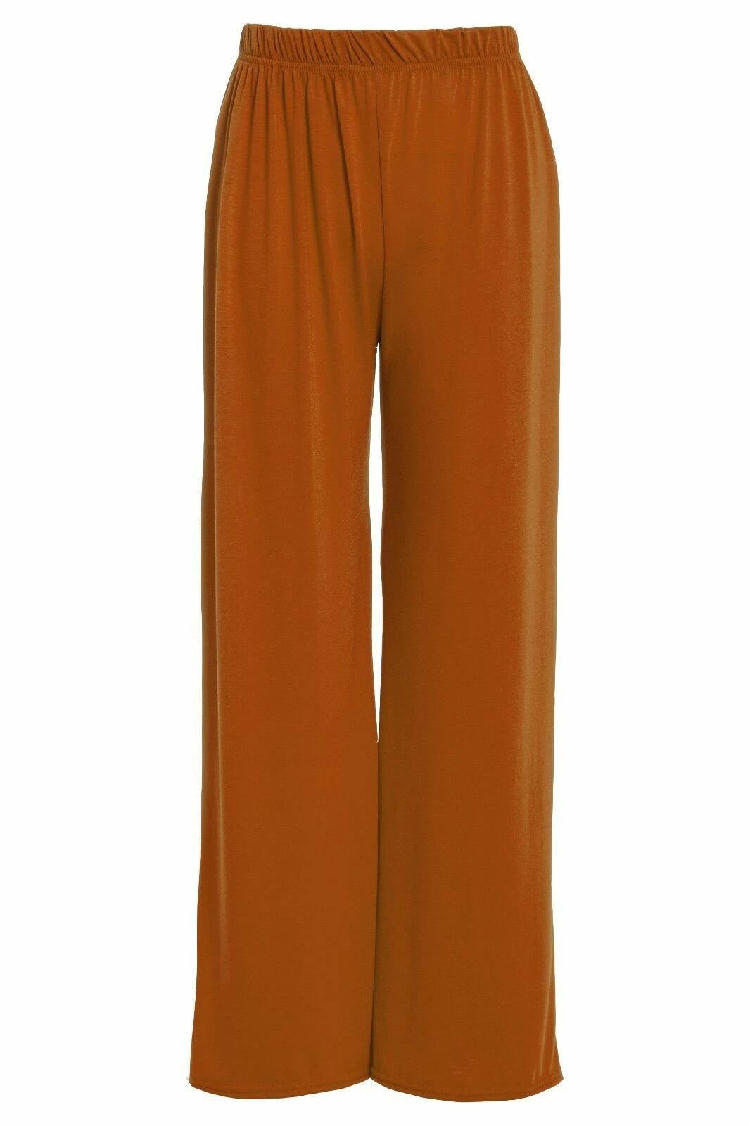 Ladies Palazzo Wide Leg Flared Elasticated Stretch Plain Trousers Womens Wide UK
