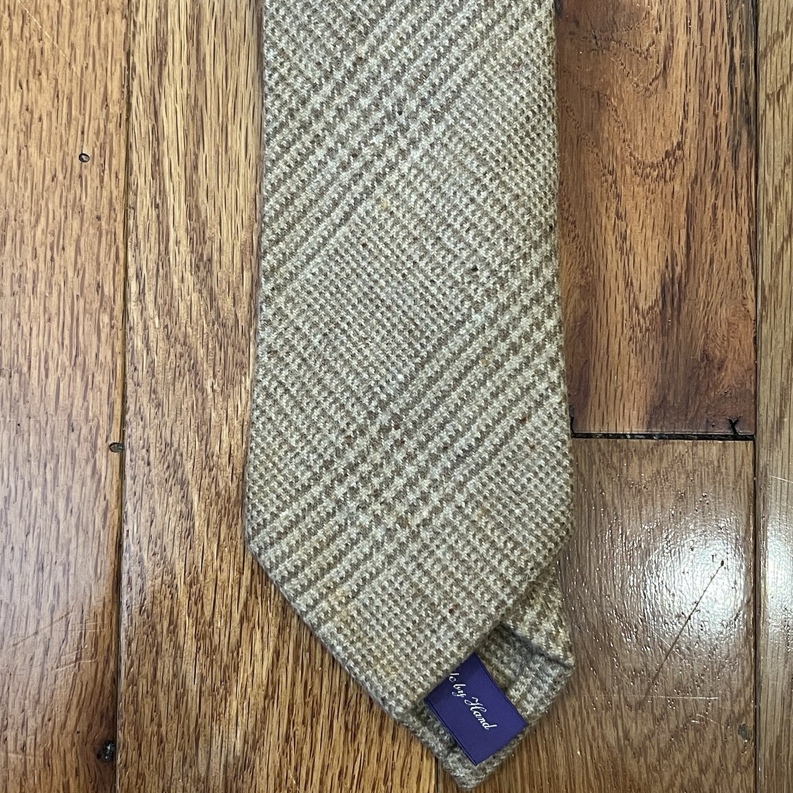 Ralph Lauren Purple Label Tie Glen Plaid Wool Neck Tie Hand Rolled Italy Made