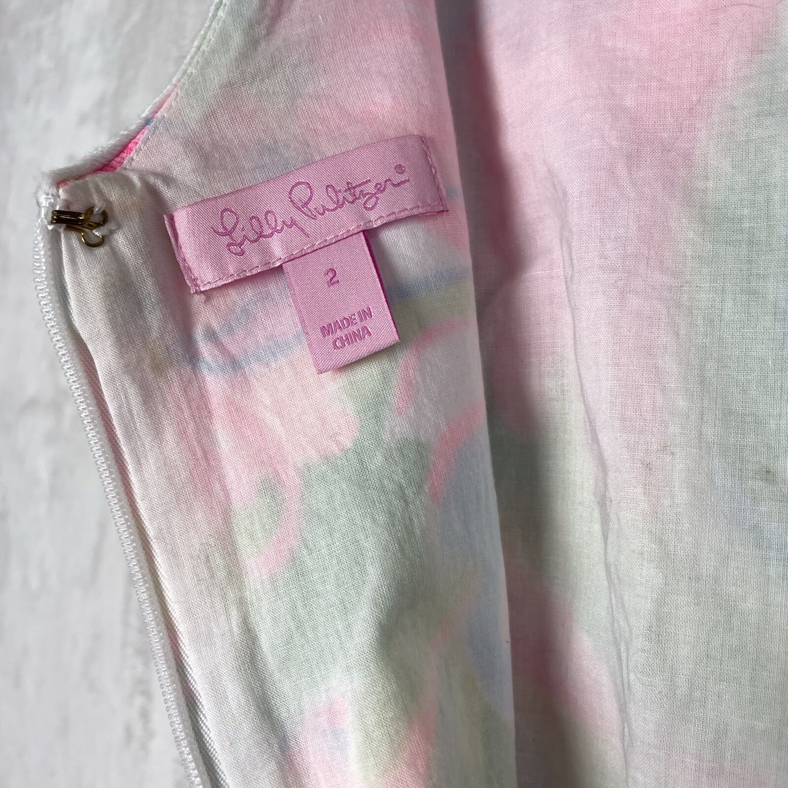 Lilly Pulitzer Tessa Shift Dress 2 Floral Tropical Print Embroidered Pink Green