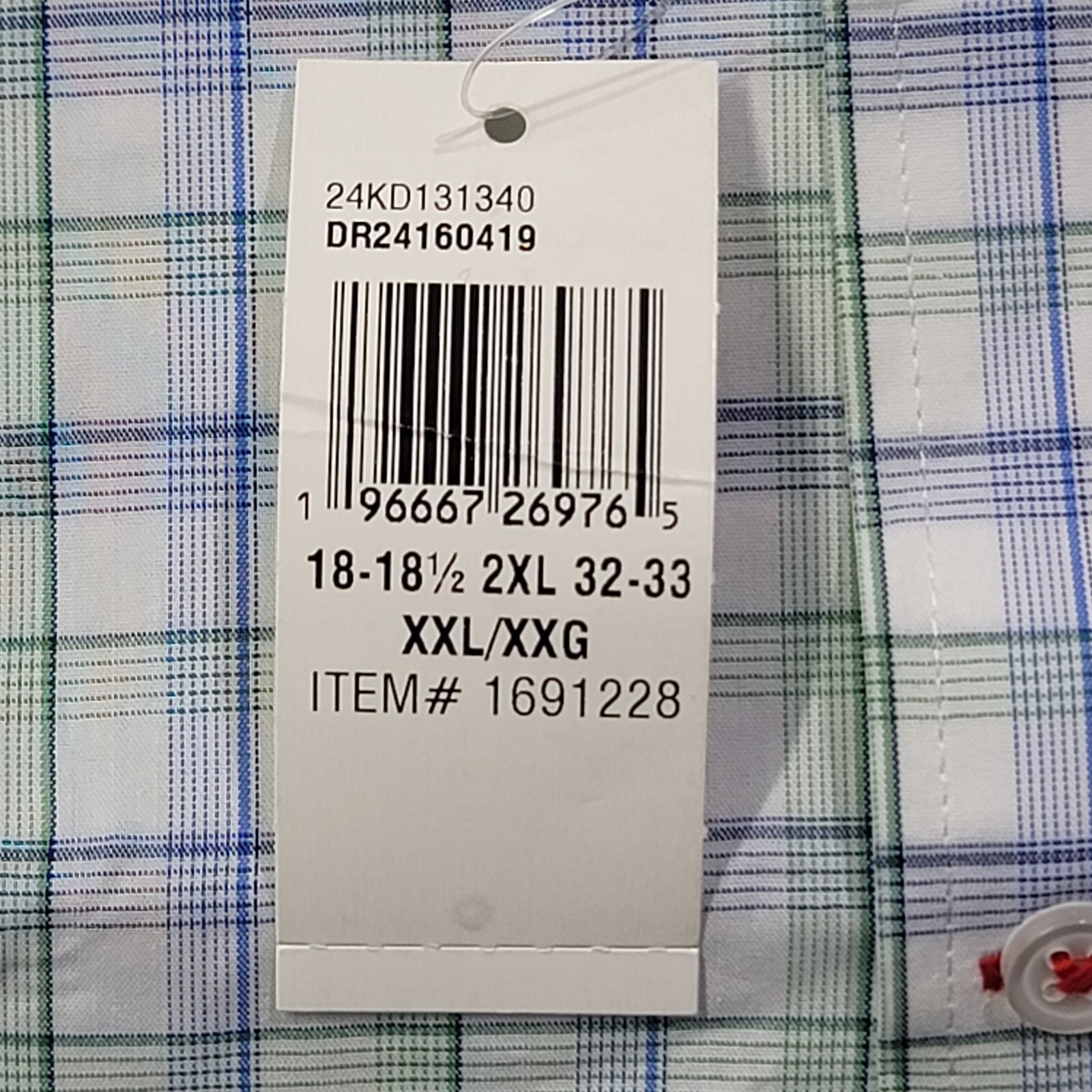 Tommy Hilfiger Shirt Men 2XL White Plaid Regular Fit All Season Stretch NWT
