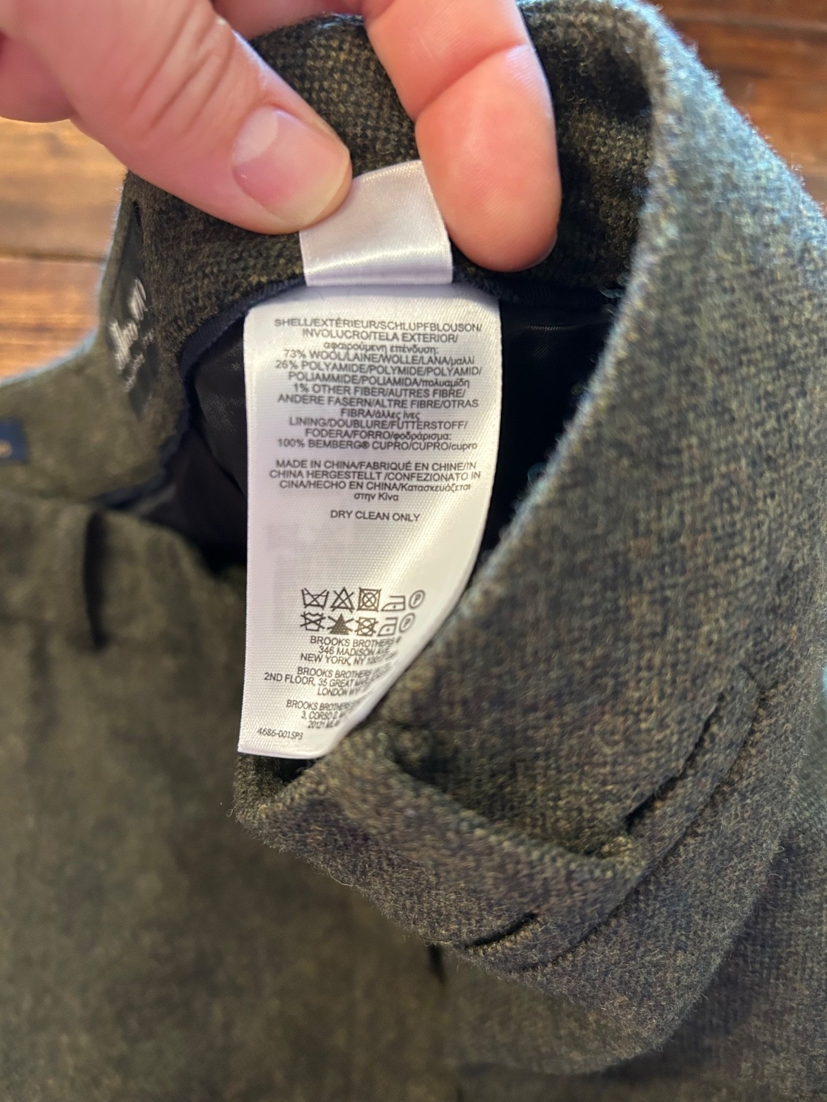 Brooks Brothers Caroline Fit Tollegno 1900 Italian Wool Blend Pants Olive Green