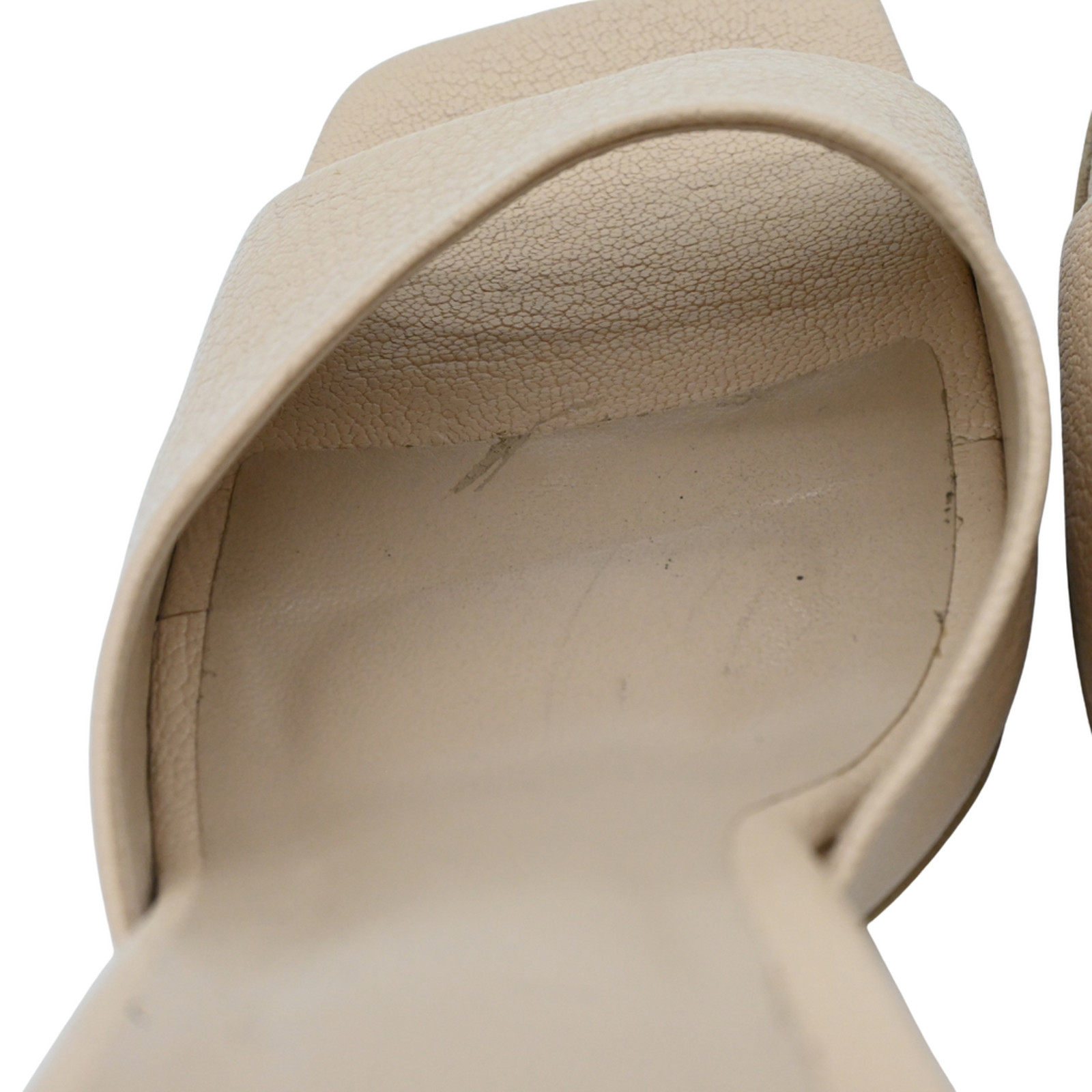 BY FAR | Nude Mora Leather Heel Mules Size 39