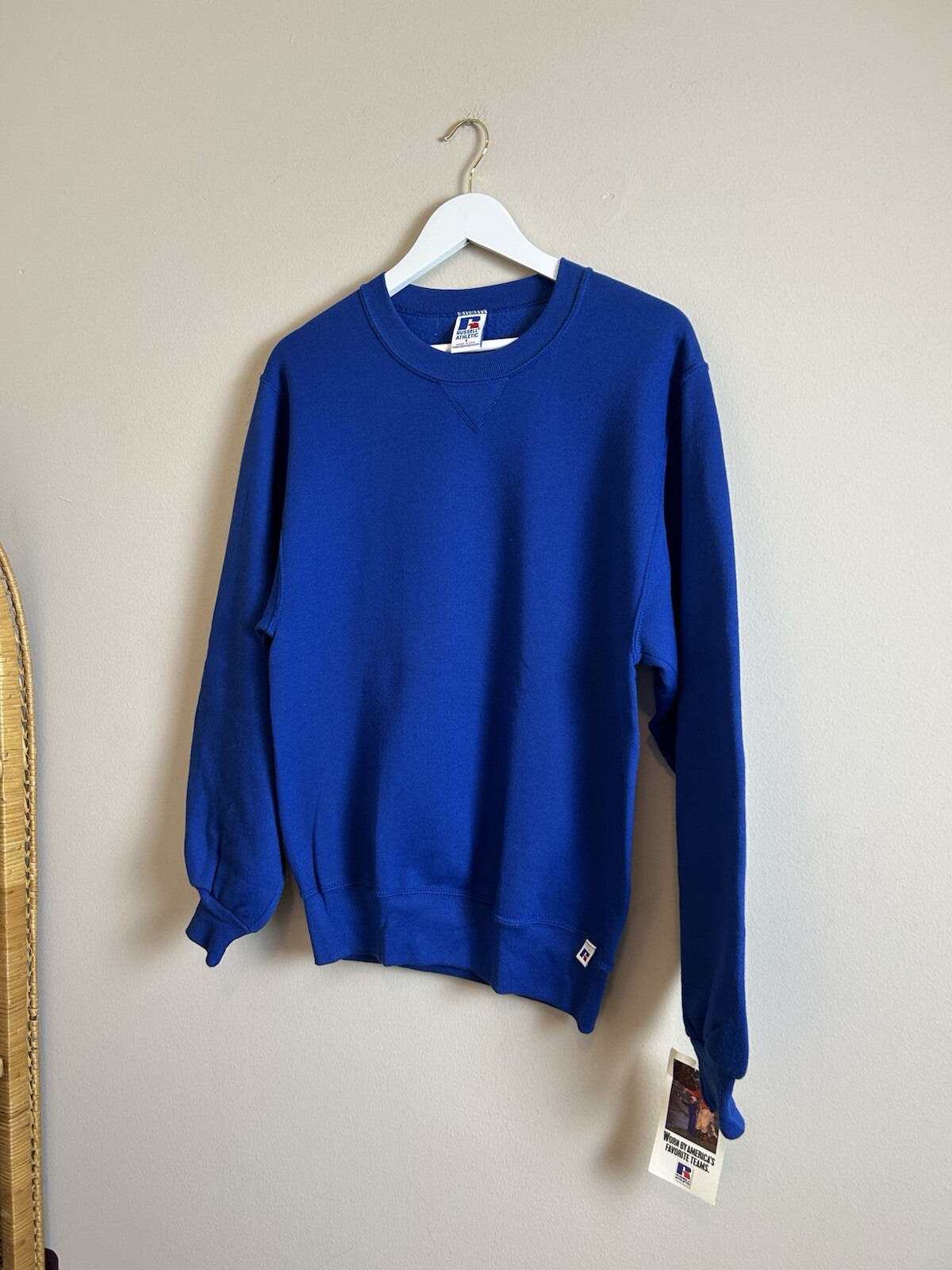 Vintage 90s Deadstock Russell Athletic Crewneck Sweatshirt Blue S NWT Made In US