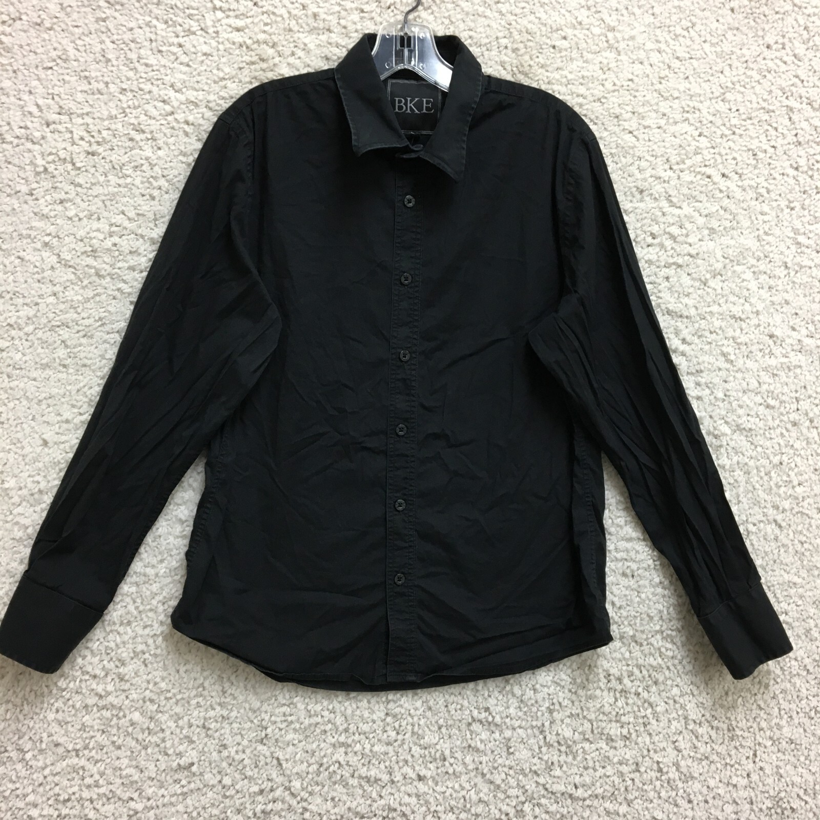 Buckle BKE Button Up Shirt Medium Adult Black Contour Fit Long Sleeve Mens M