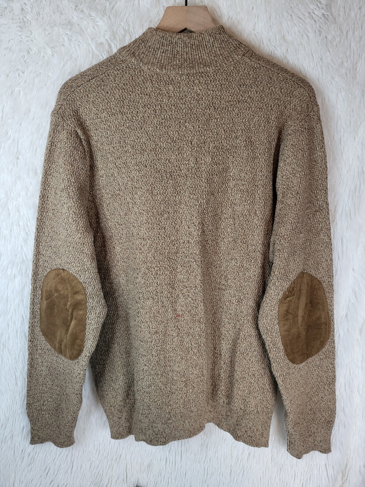 Chaps Mens Cardigan Sweater Henley Elbow Pads Size XL Tan