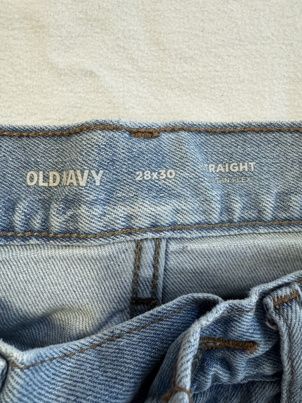 Old Navy Men’s Straight Fit Light Blue Wash Built In Flex Denim Jeans Sz 28×30