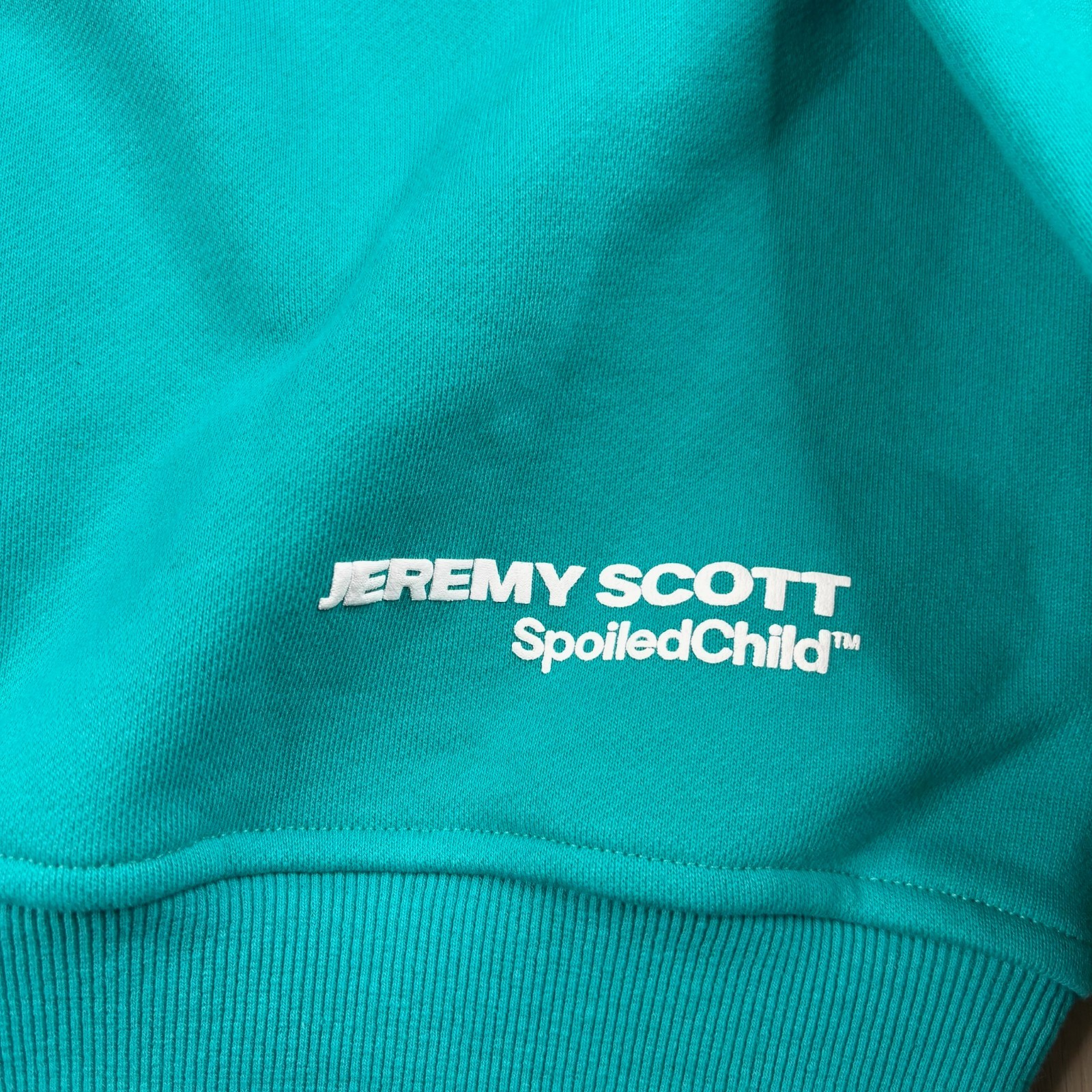 Jeremy Scott Mens Turquoise Blue Spoiled Child The Explorer Pullover Hoodie Sz L