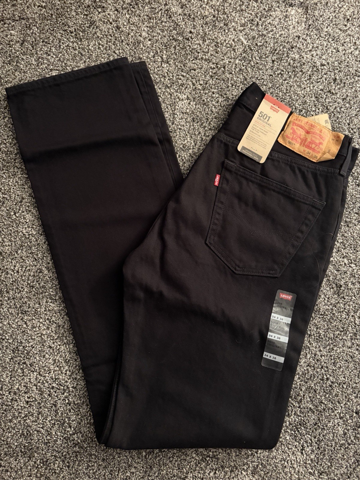 Levi’s Men’s 501 Original Fit Jeans Black 34W x 36L Straight Leg NEW