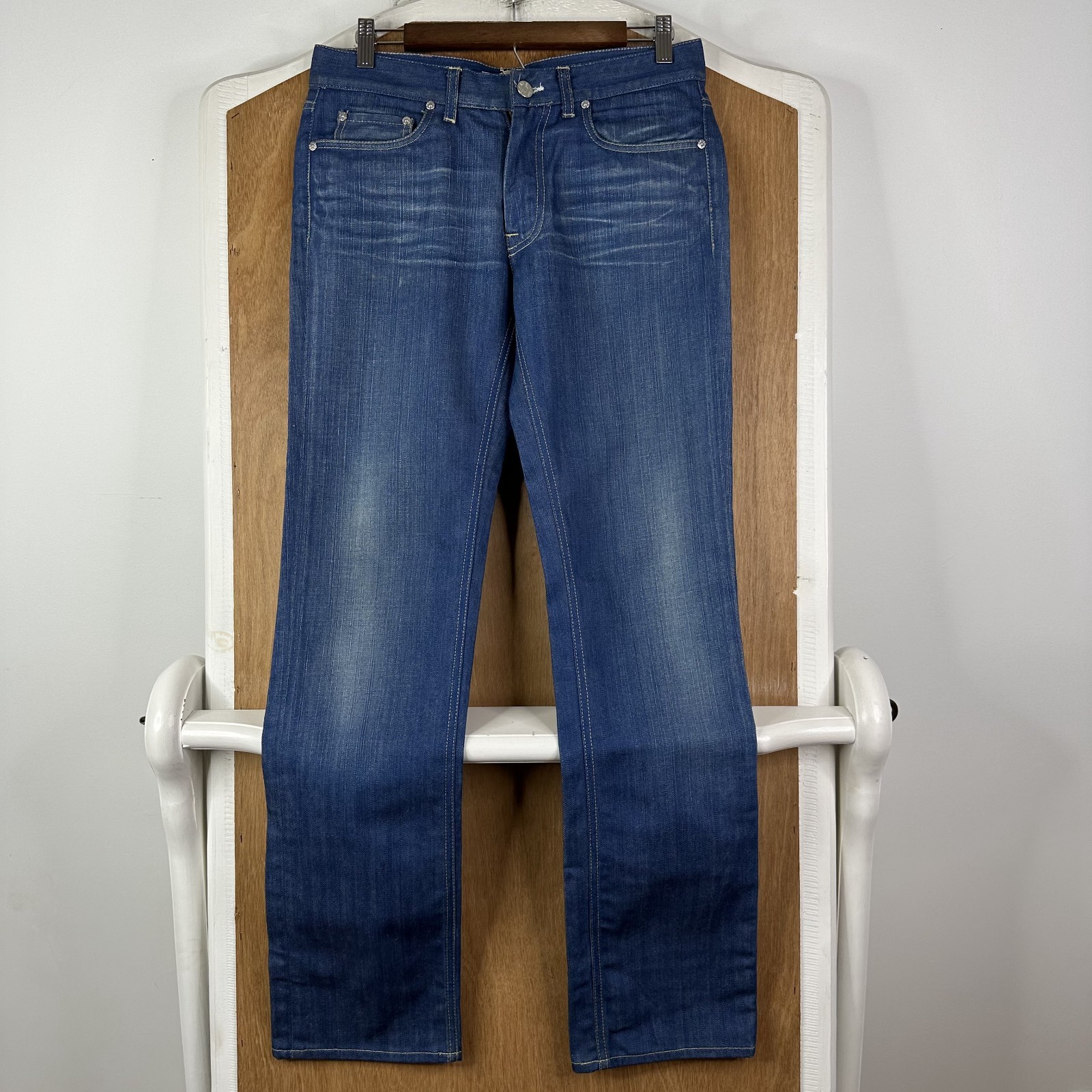 Acne Jeans Mens 30×32 Blue Medium Wash Straight Leg 100% Cotton Denim