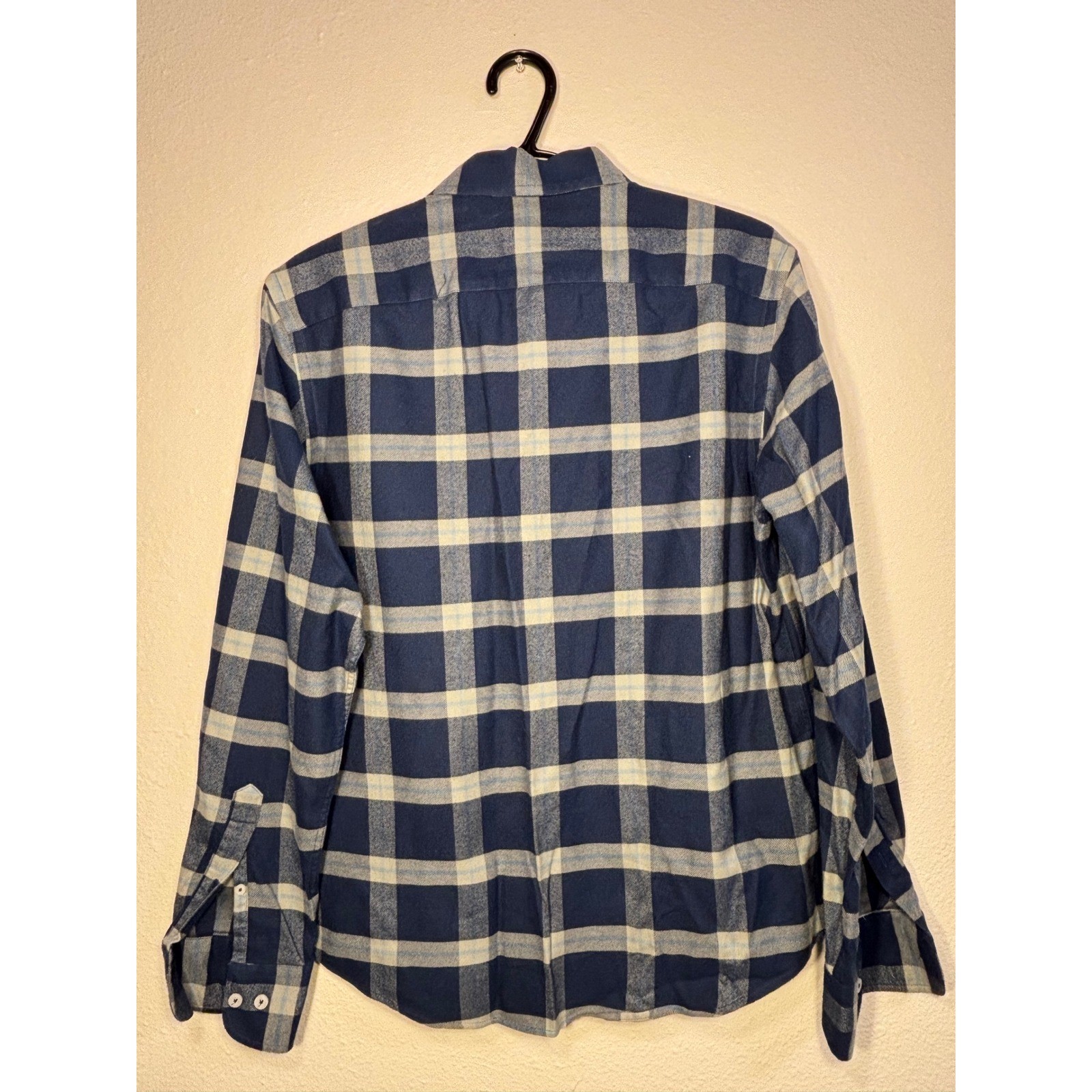 UNTUCKit Mens Slim Fit Plaid Button Down Shirt Blue White Cotton Medium 0211