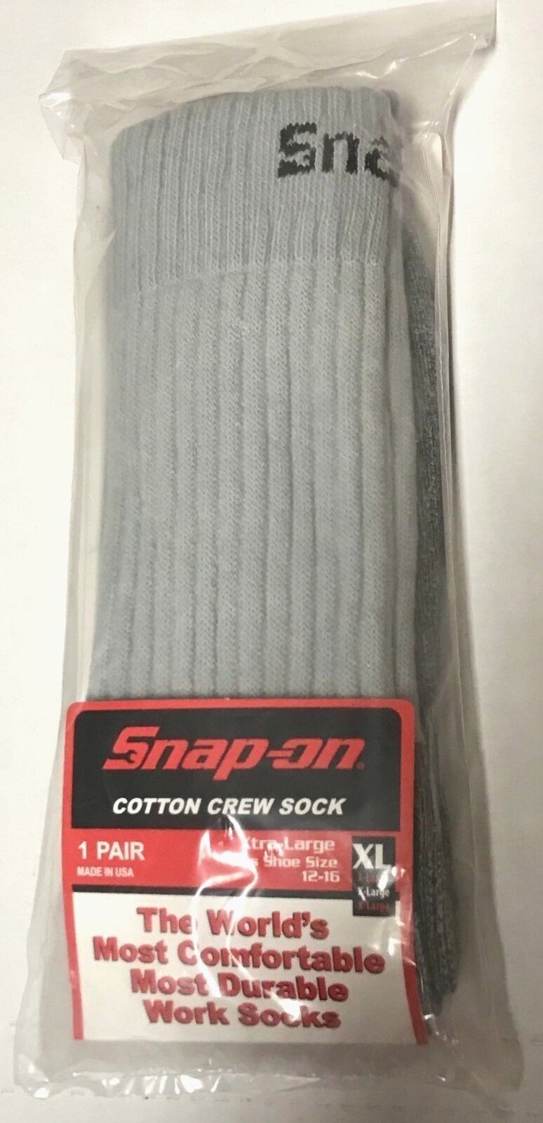 12 Pairs Mens Gray Snap On Tools Crew Socks XL FREE Shipping MADE IN USA New!