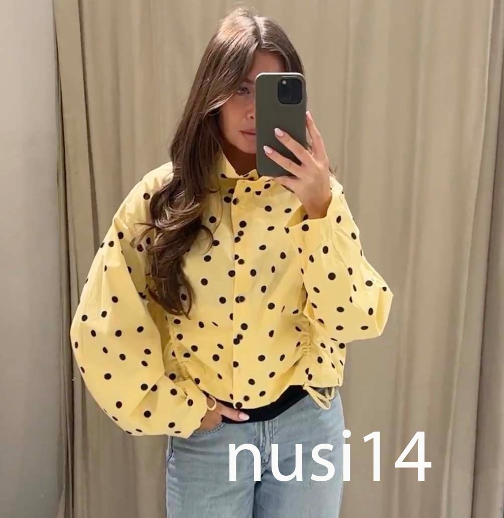 ZARA NEW WOMAN POLKA DOT RUCHED JACKET BLACK YELLOW XS-XXL 5247/763/074