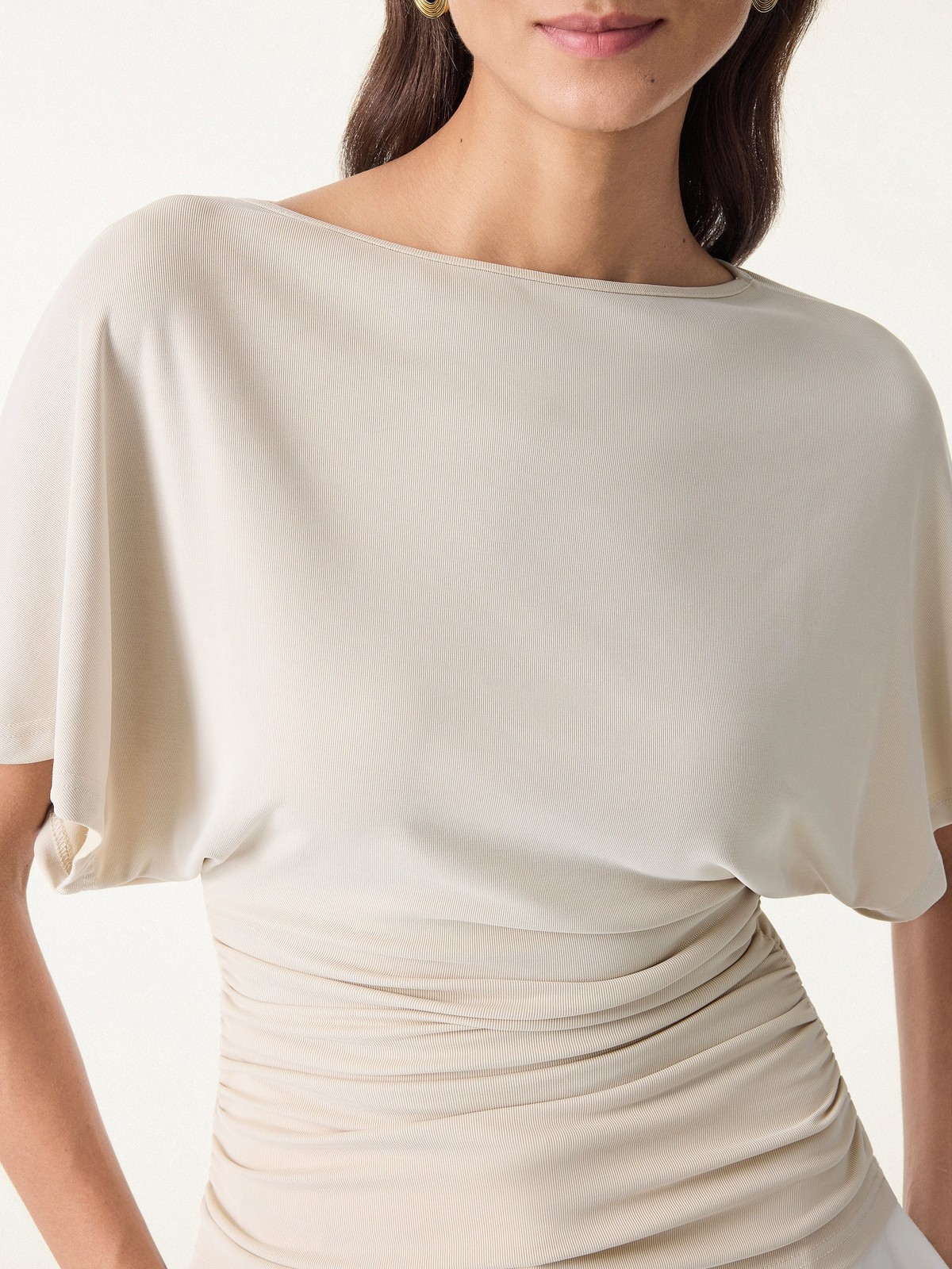 OGL Effortless Boatneck Batwing Sleeve Side Ruched Top