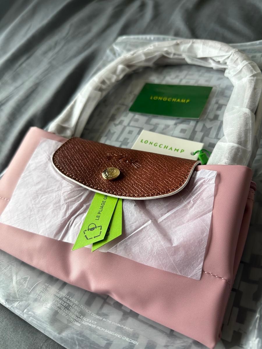 New with Tag LONGCHAMP Le Pliage Green M Tote Bag Pink
