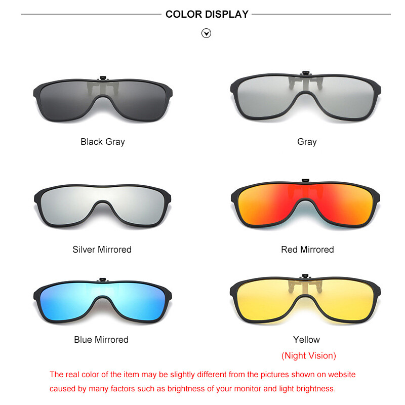 Polarized Clip On Sunglasses One Piece Over Prescription Glasses UV Protection