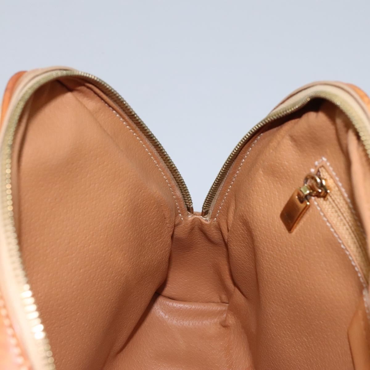 CELINE Macadam Canvas Backpack PVC Leather Beige Auth BD1038