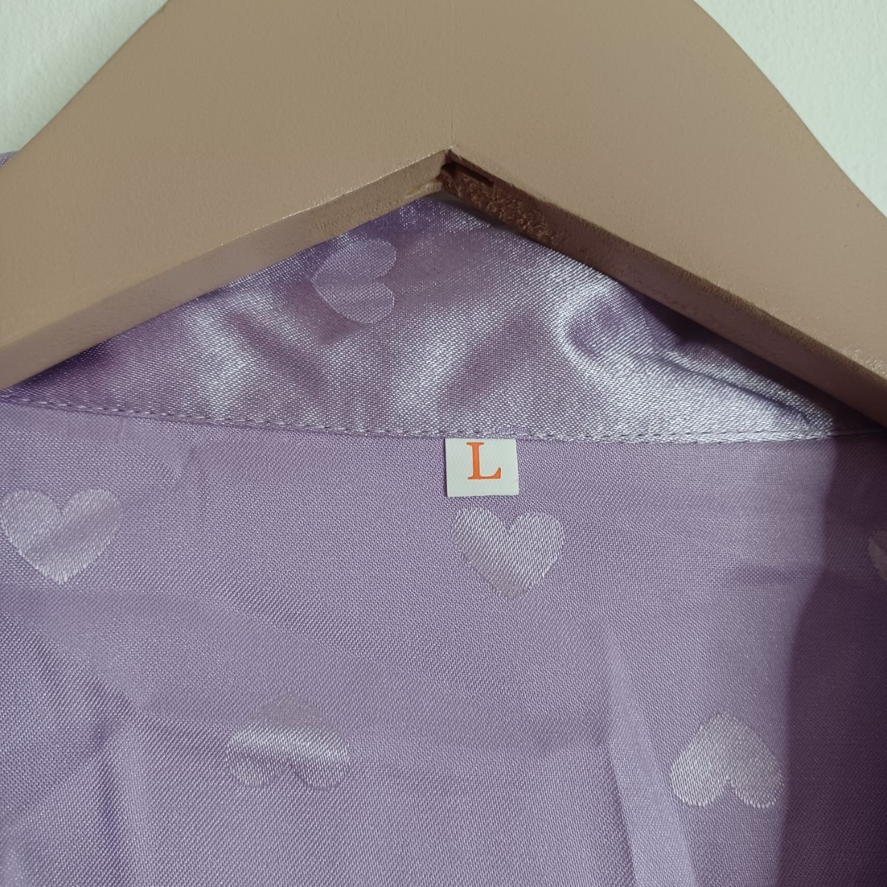 BRAND NEW Womens Size L (12-14) Lilac Satin Short Sleeve Heart Print Pyjama Set