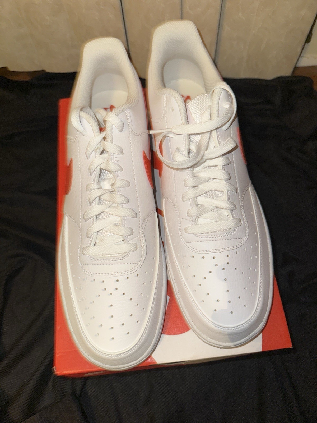 Nike Court Vision Low NN Men’s US 14 White/Red Leather Lace-Up Sneakers