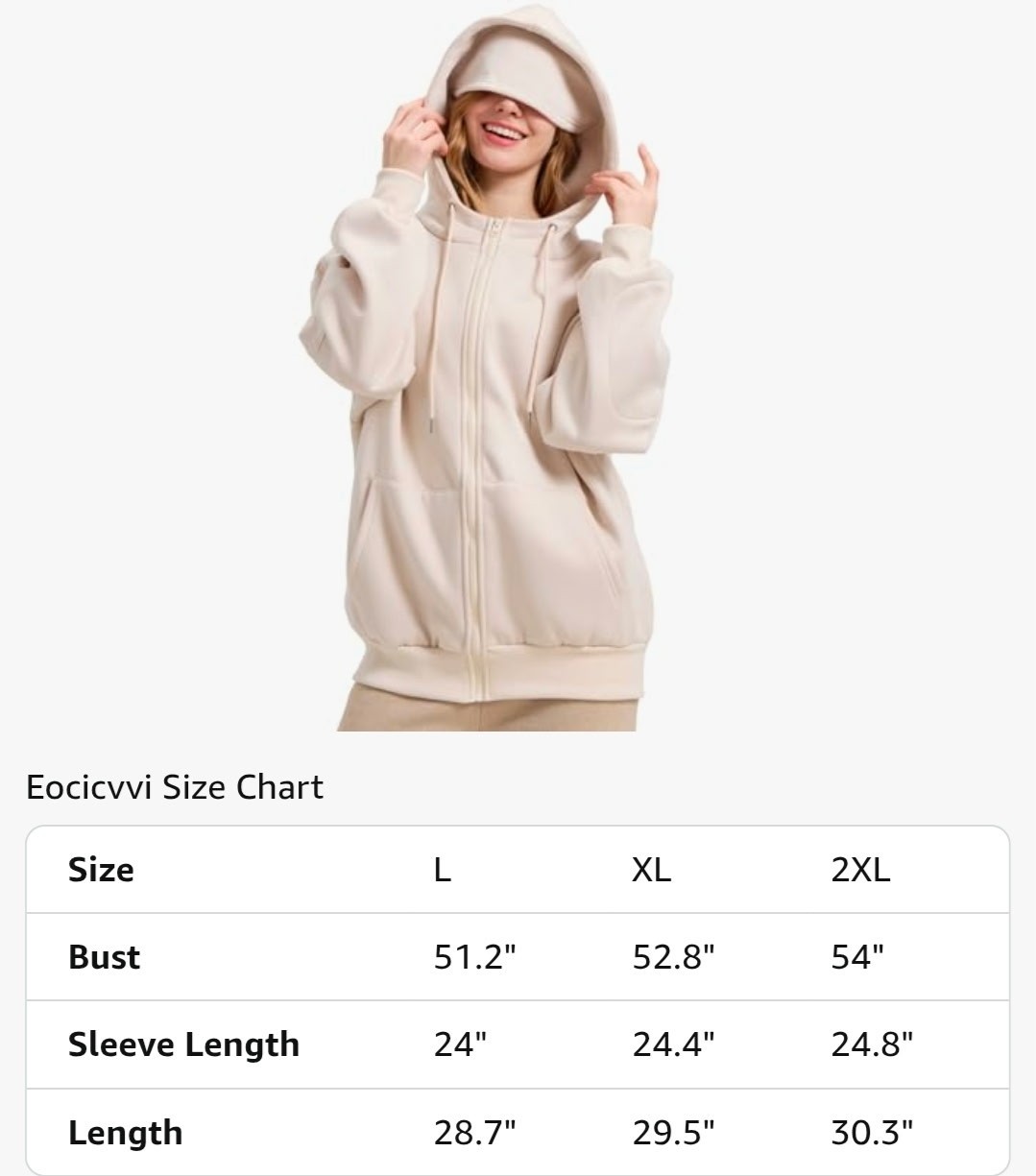 Hoodie with Eye Mask&Hidden Pockets Fleece Travel Sweatshirt Long Sleeve Size XL