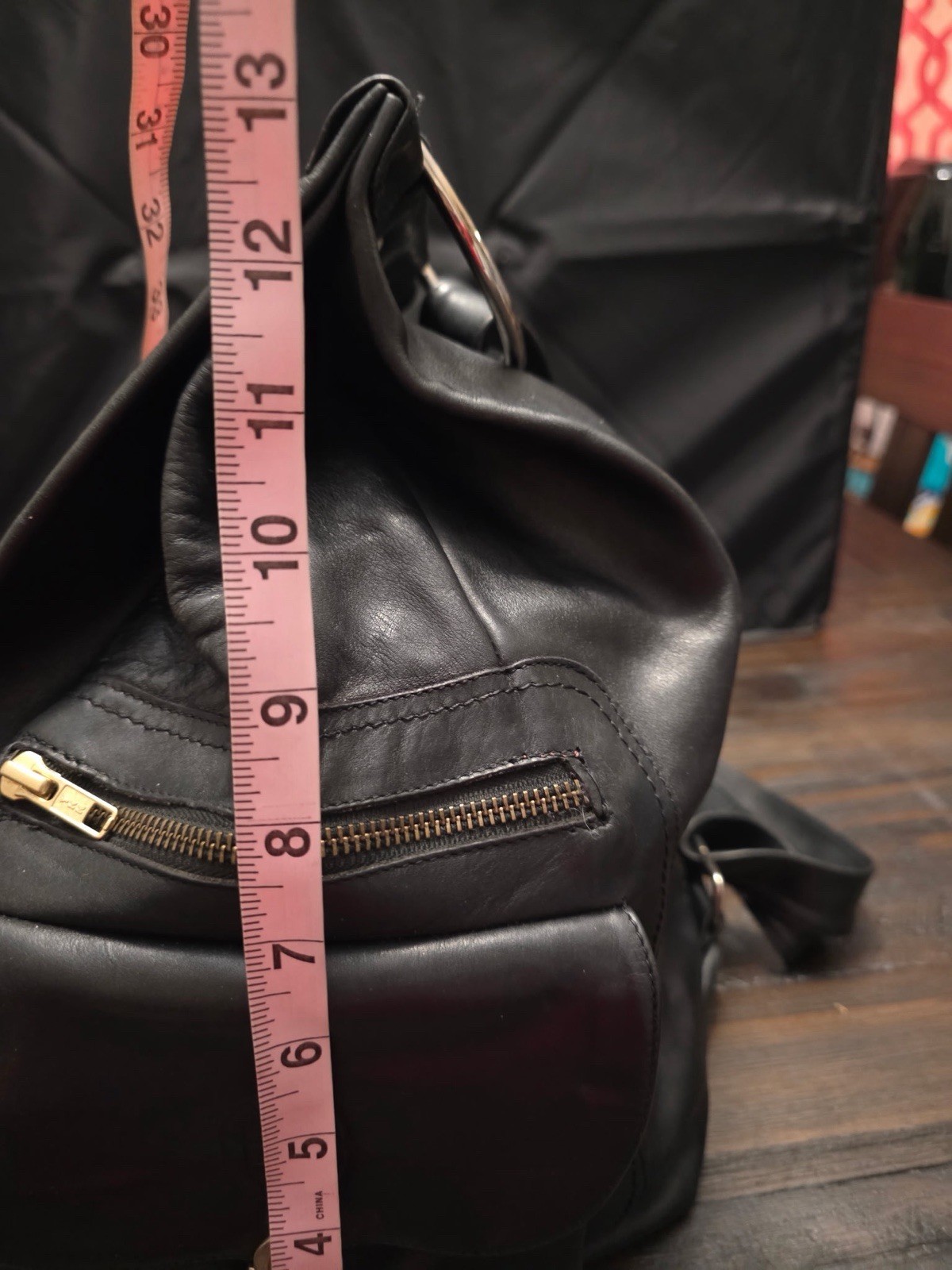 Marino Orlandi Italian Black Leather Metal Accents Sling Crossbody Bag