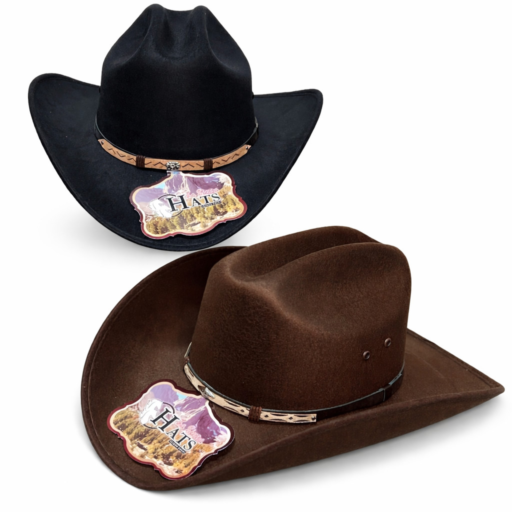 Men’s Faux Felt Western Cowboy Hat Tejana Sombrero Texana Vaquero Sinaloa