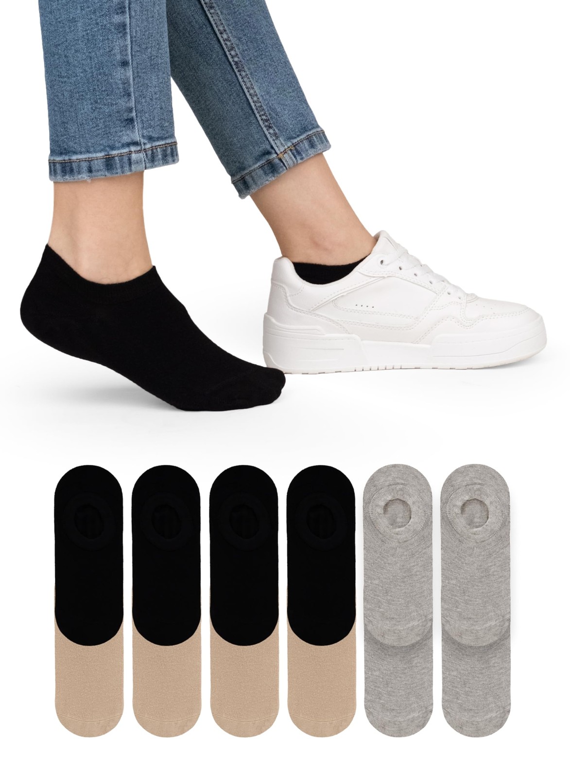 Women Bamboo No Show Non Slip Invisible Liner Socks, 12 Pairs, by Hugh Ugoli
