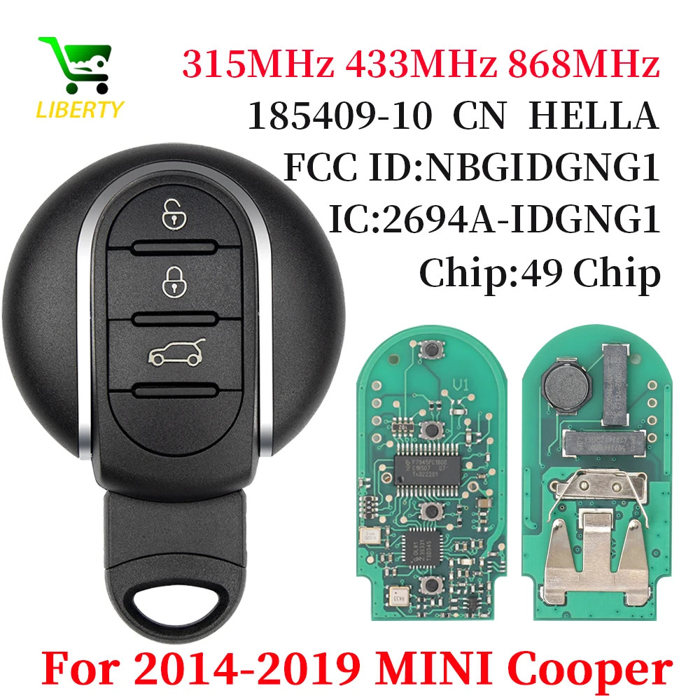315/433/868MHz ID49 Chip Smart Car Key For 2014-18 MINI Cooper Clubman F-series