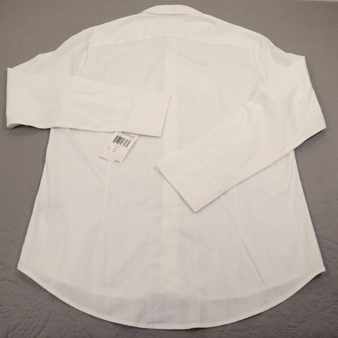New 7 Diamonds Satellite Dress Shirt Men Large White Stripe Stretch Cotton Woven