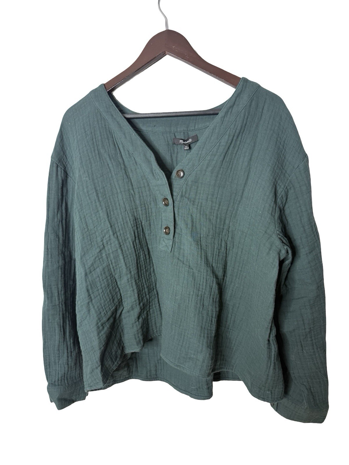 Madewell Lightspun Evert Top Midnight Green Size XL NC803 Gauze Cotton new