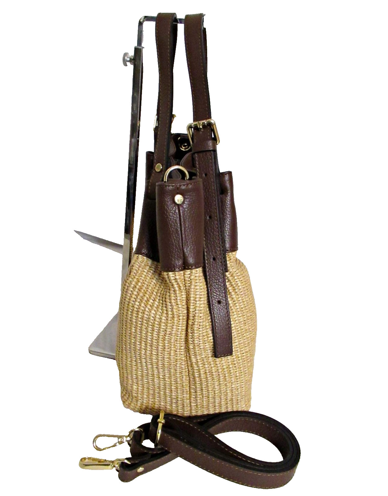 ITALIAN GENUINE RAFFIA & LEATHER TRENDY HANDBAG BAG SATCHEL – MADE IN ITALY