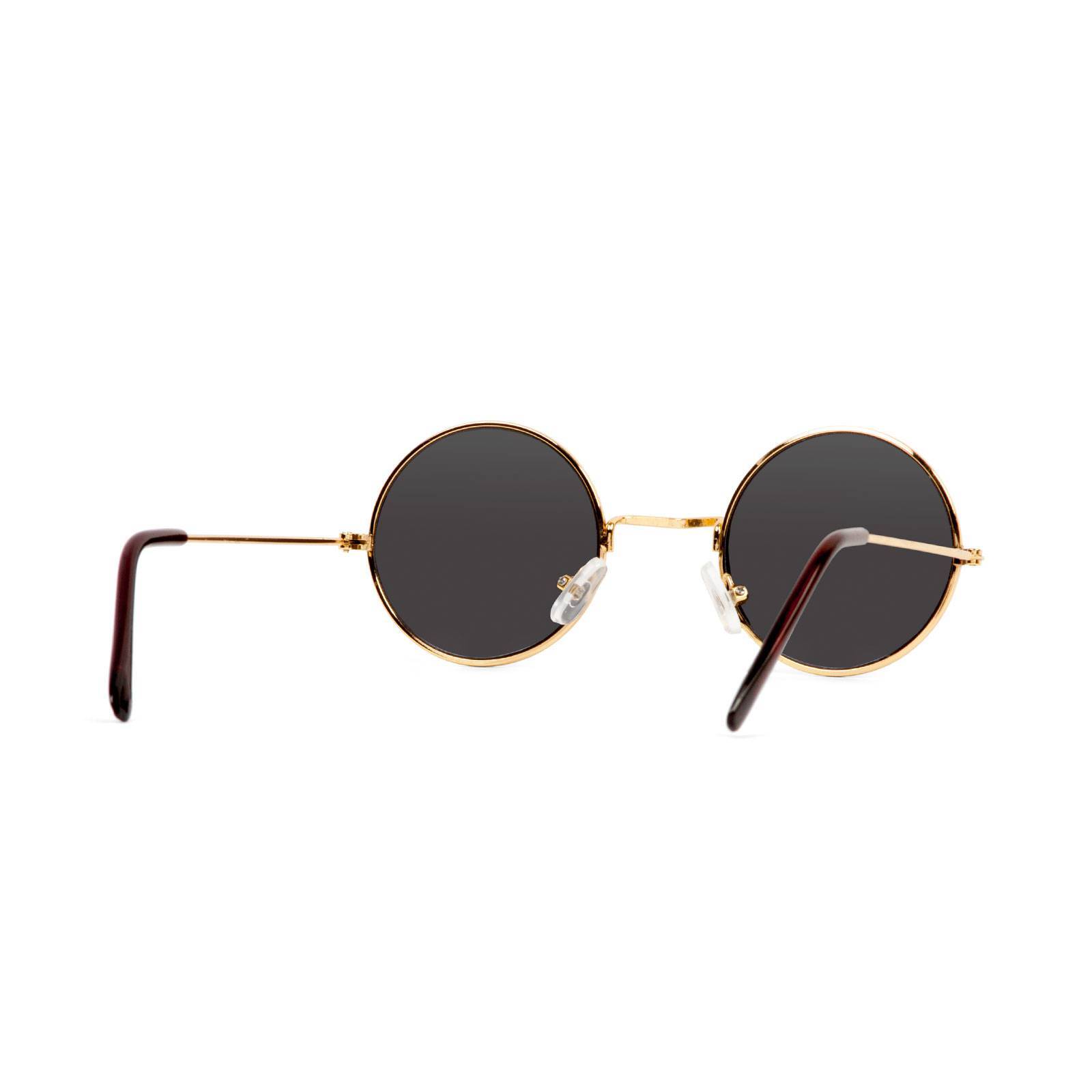 Circular Gold (50mm) Frame Black Lens Sunglasses