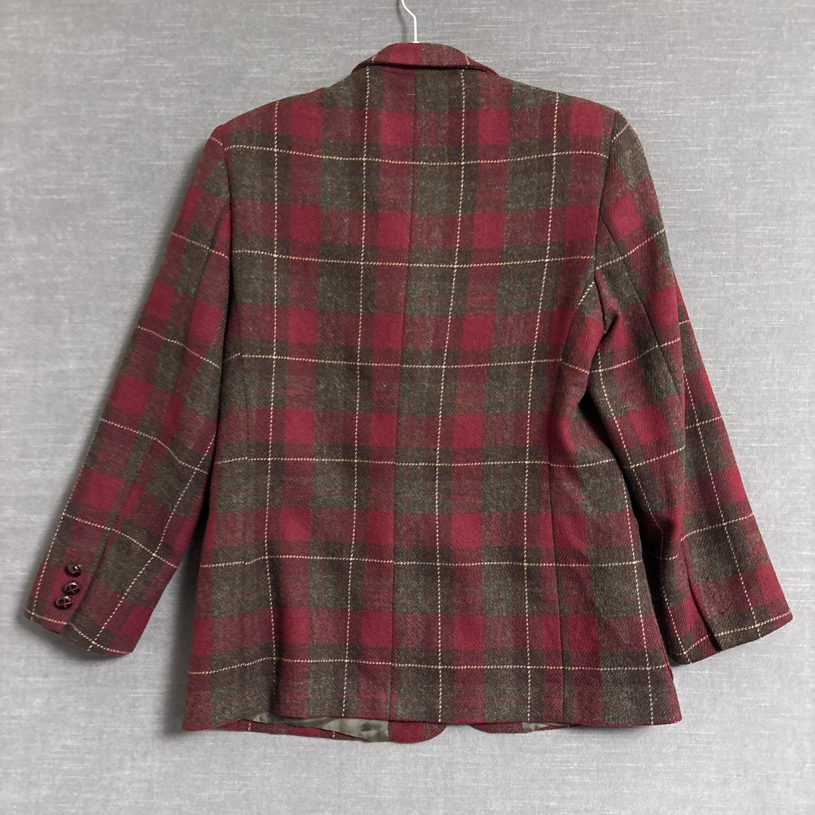 Vintage LL Bean Blazer 6 Petite Red Brown Plaid Classic Holiday Casual Career