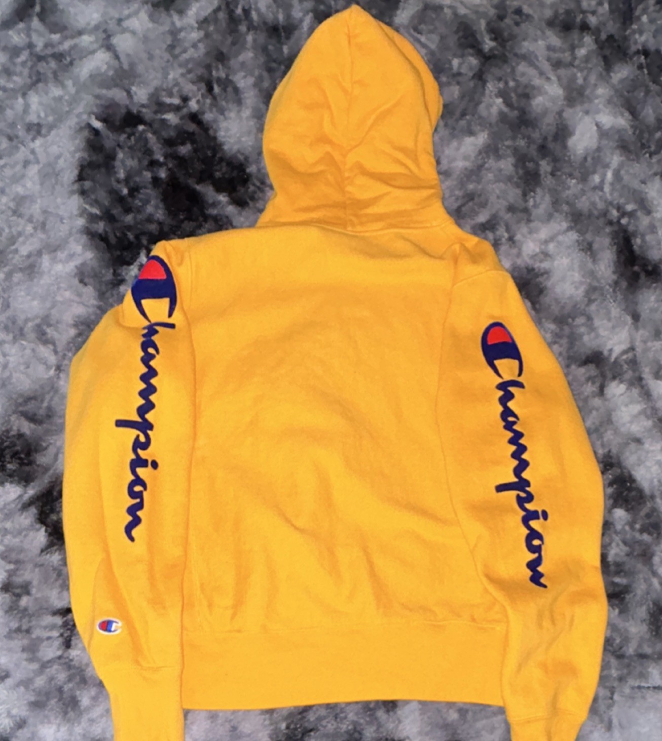 Champion Reverse Weave Yellow Men’s Small Hooded Pullover Fleece Long Sleeve
