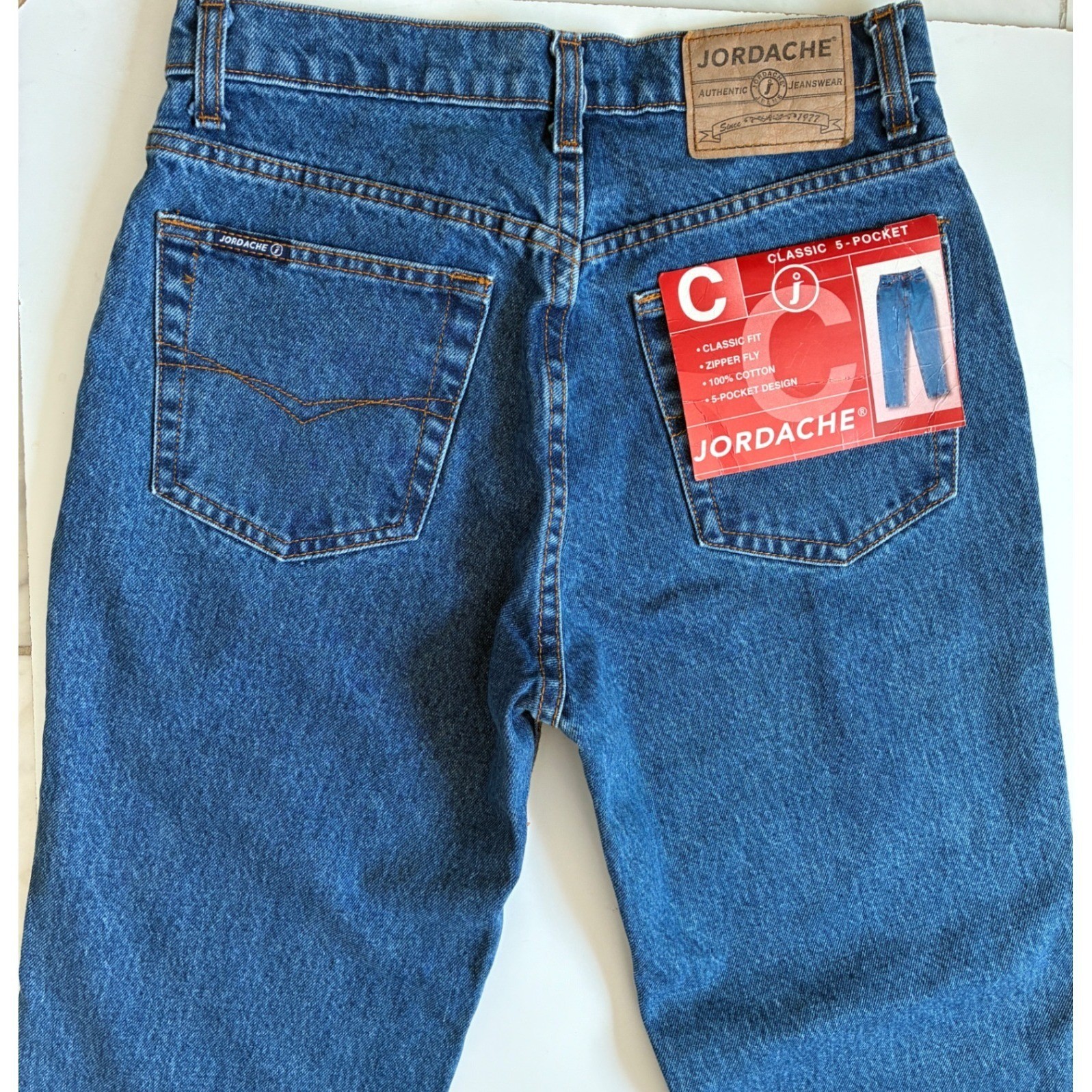 Jordache Vintage High Waist Classic Fit Straight Leg Blue Jeans 100% Cotton 9/10