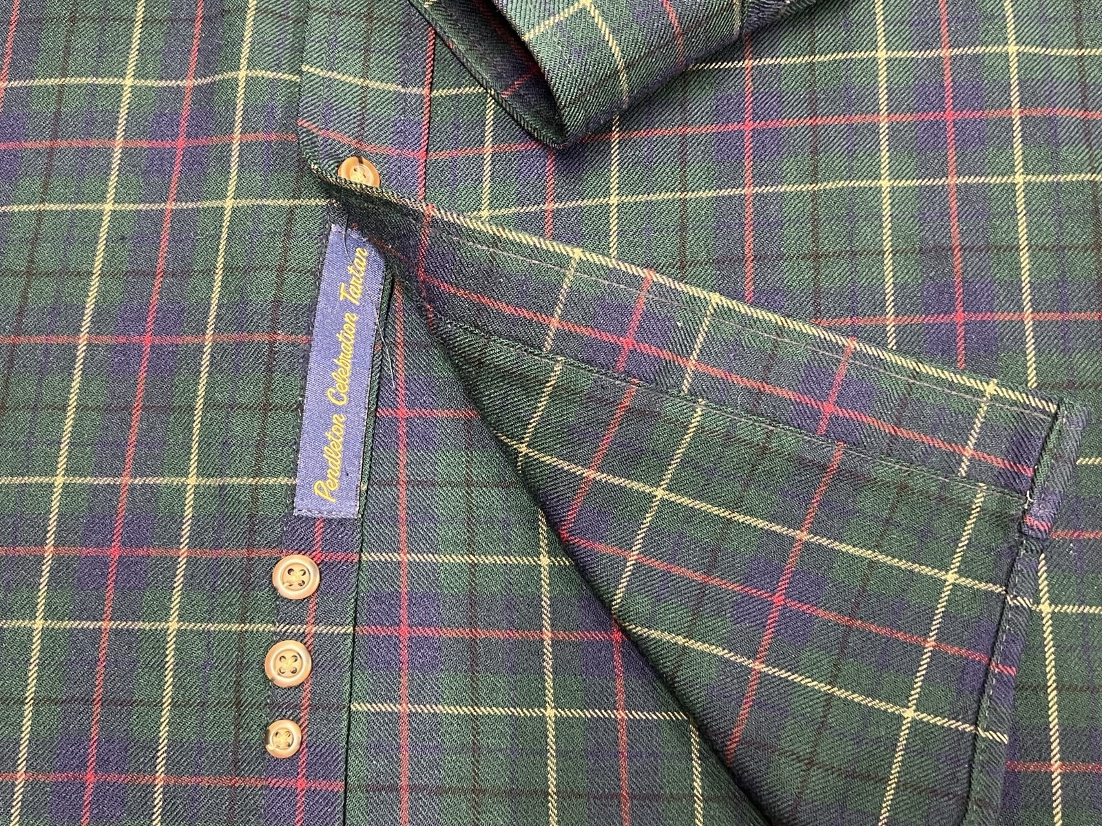 Sir Pendleton Wool Green Blue Tartan Long Sleeve Button Shirt – Extra Large XL