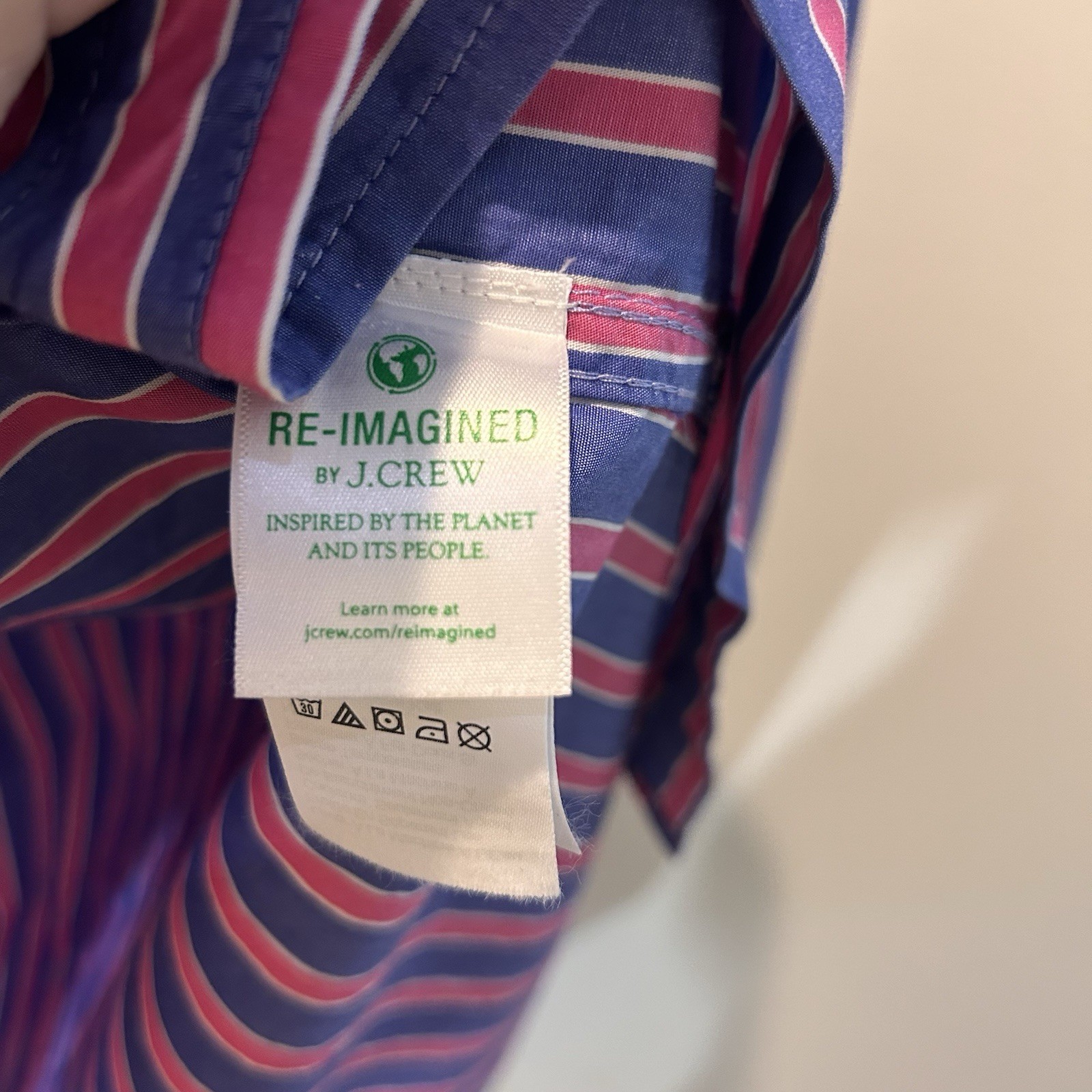 J.Crew Tall Striped Button-Down Cotton Shirtdress Blue Pink