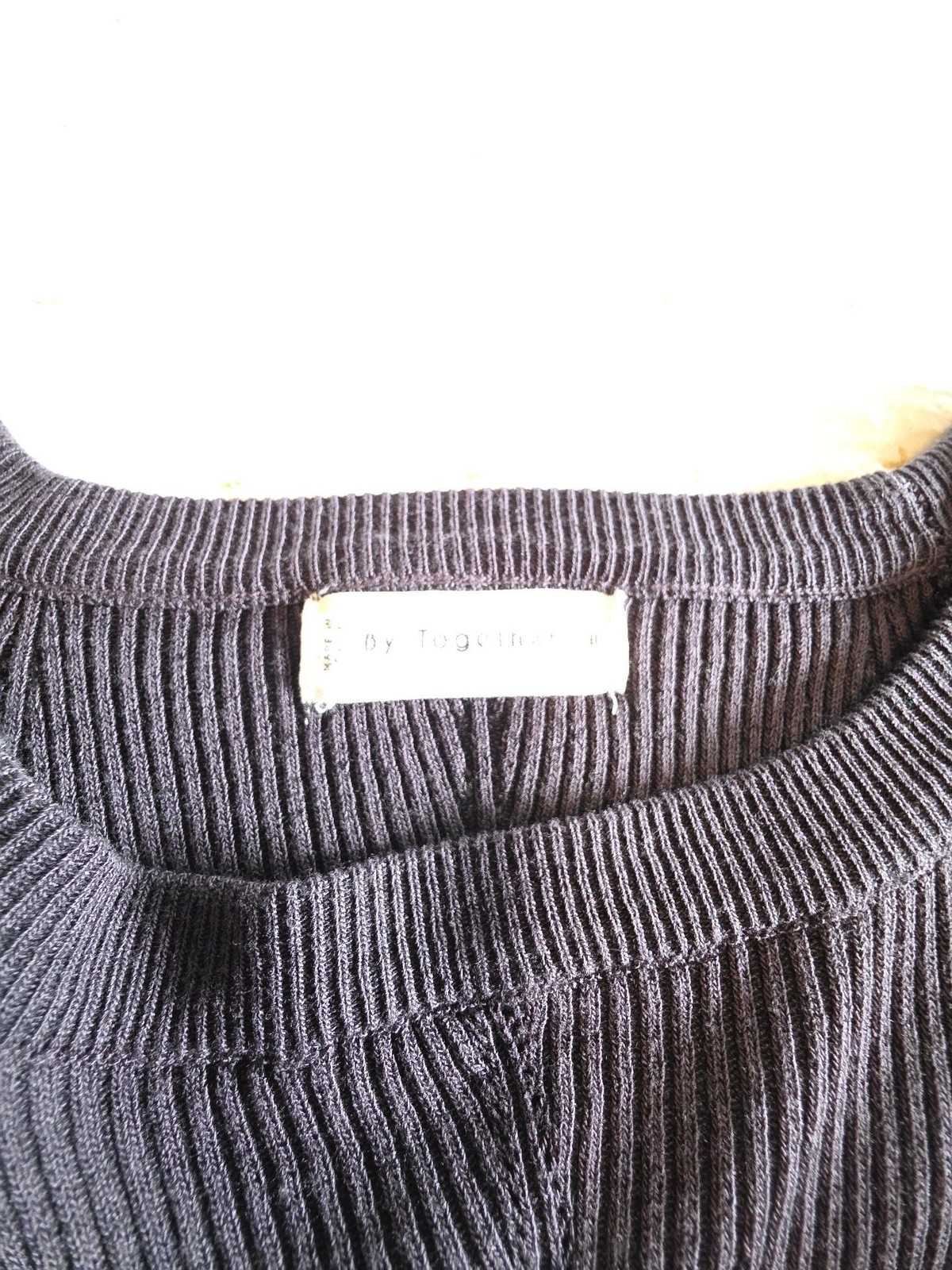 By Together Women’s Black Ribbed Long Sleeve Knit Top