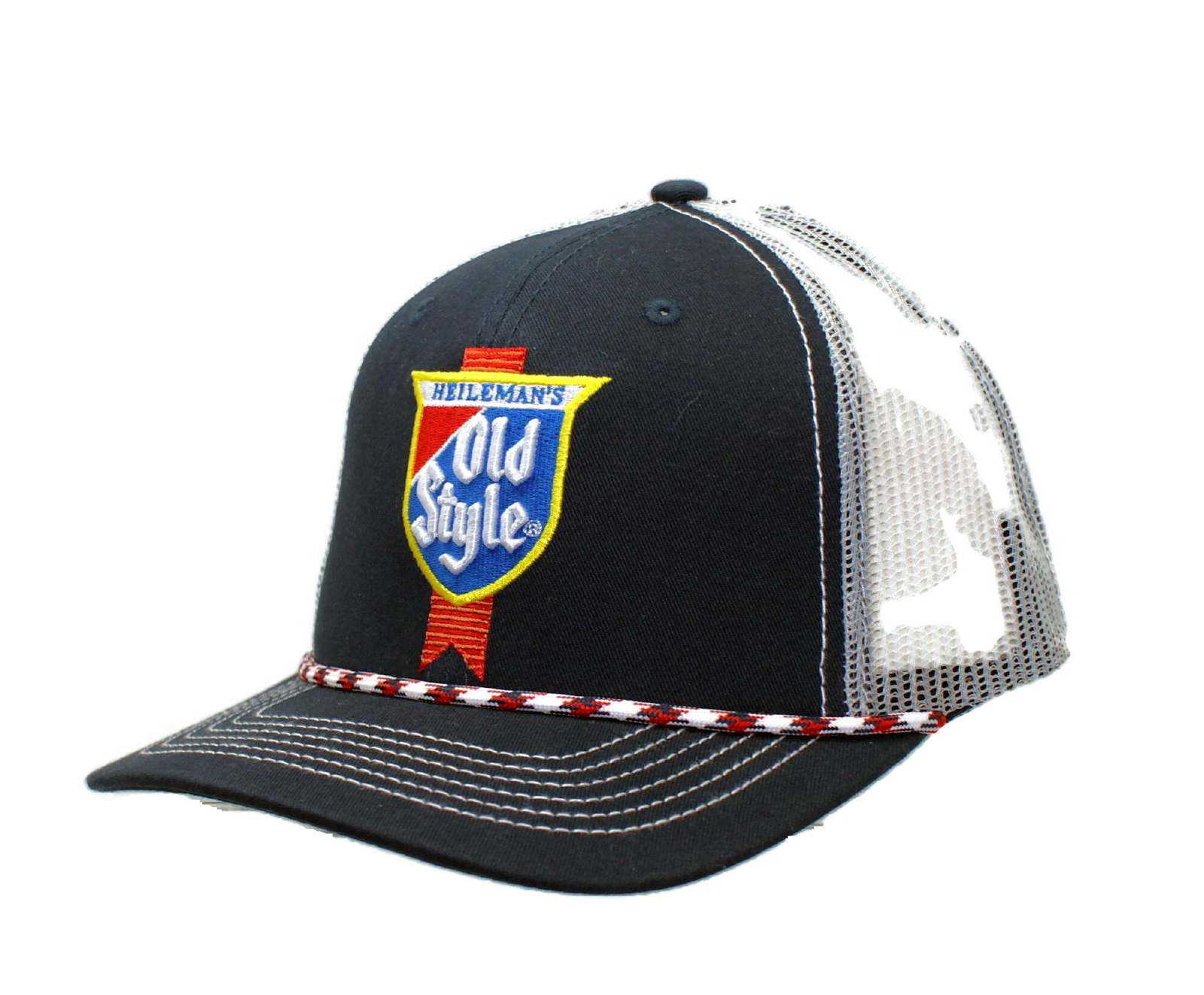 Heileman’s Old Style 3D Embroidered Navy Cap with Braid Washed Cotton Twill Hat