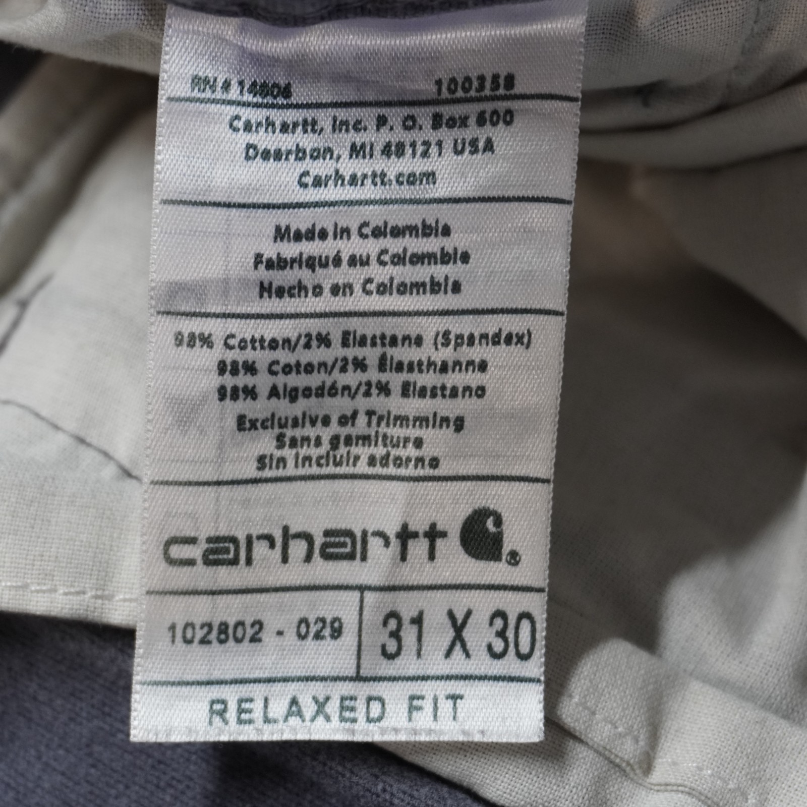 Carhartt 102802 Rugged Flex Rigby Double Front Pants Men 31×30 Shadow Grey Stret
