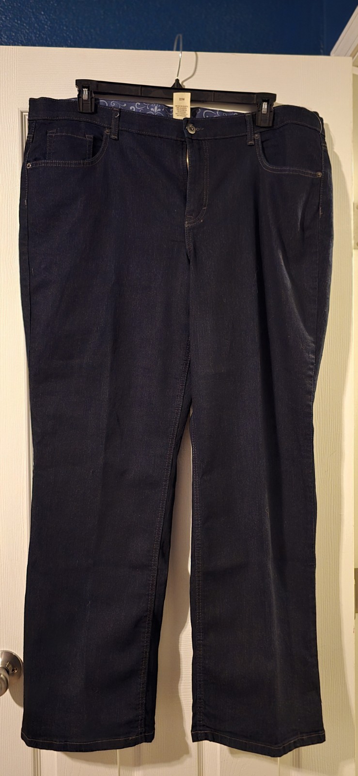 Faded Glory New Fit Slim Bootcut Dark Wash Blue Denim Jeans Women’s Size22w